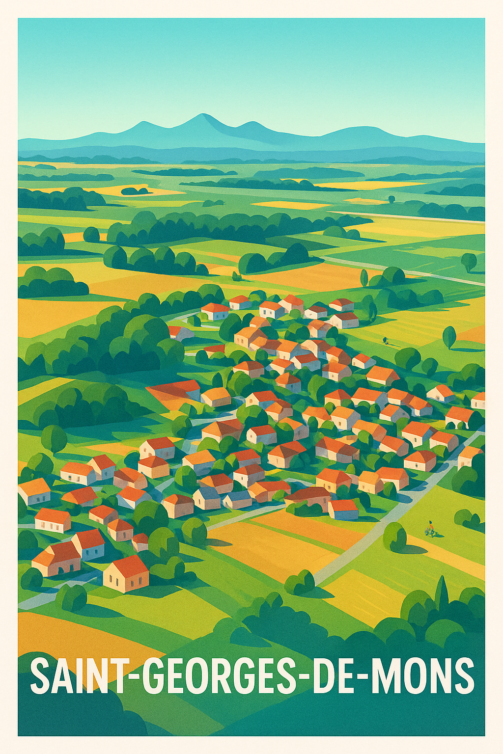 Puy-de-Dôme France Pas de Cadre / 20 × 30cm Affiche Saint-Georges-de-Mons - Le charme authentique de la campagne auvergnate