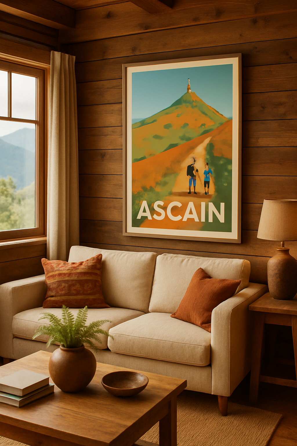 Pyrénées-Atlantiques France Affiche de Ascain - Invitation à la randonnée au Pays Basque