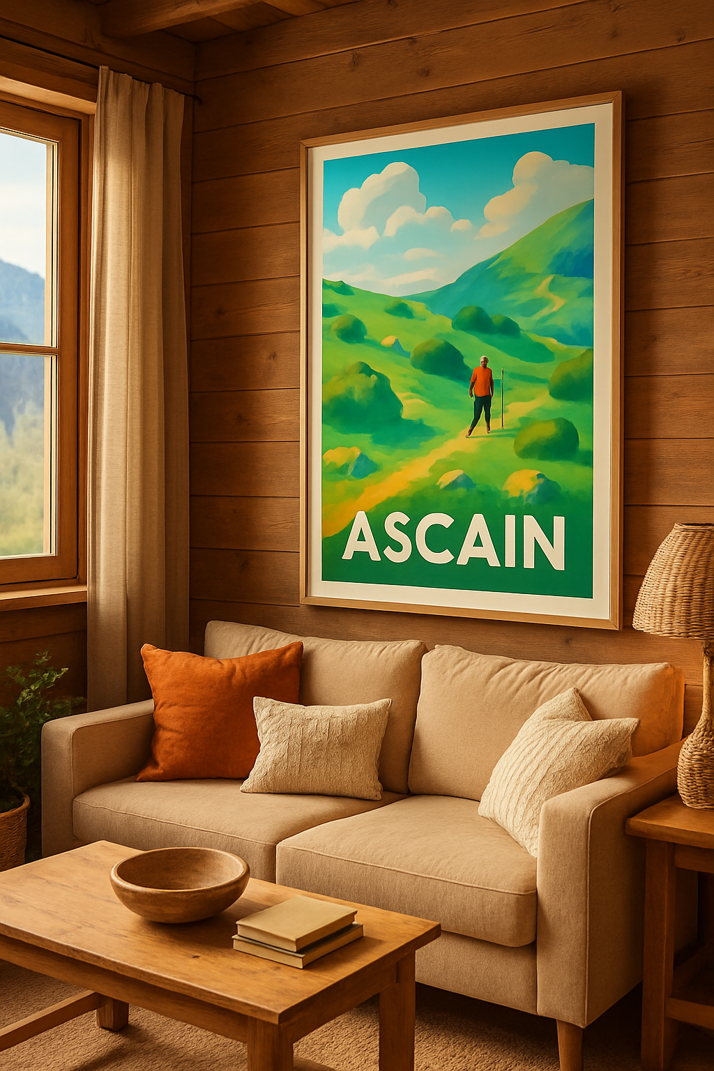 Pyrénées-Atlantiques France Affiche de Ascain - Invitation à la randonnée en pleine nature