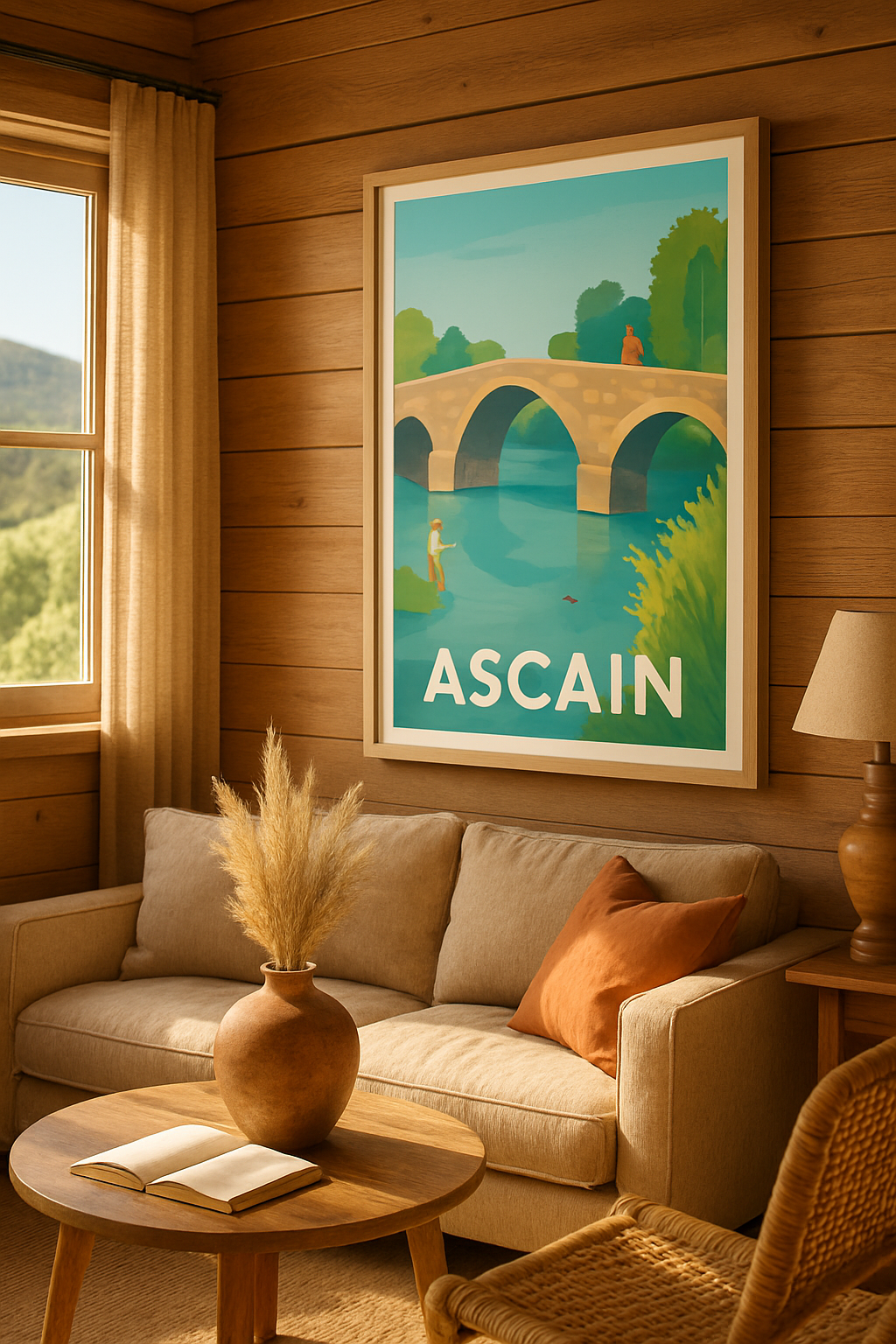 Pyrénées-Atlantiques France Affiche de Ascain - Sérénité et nature au fil de l'eau