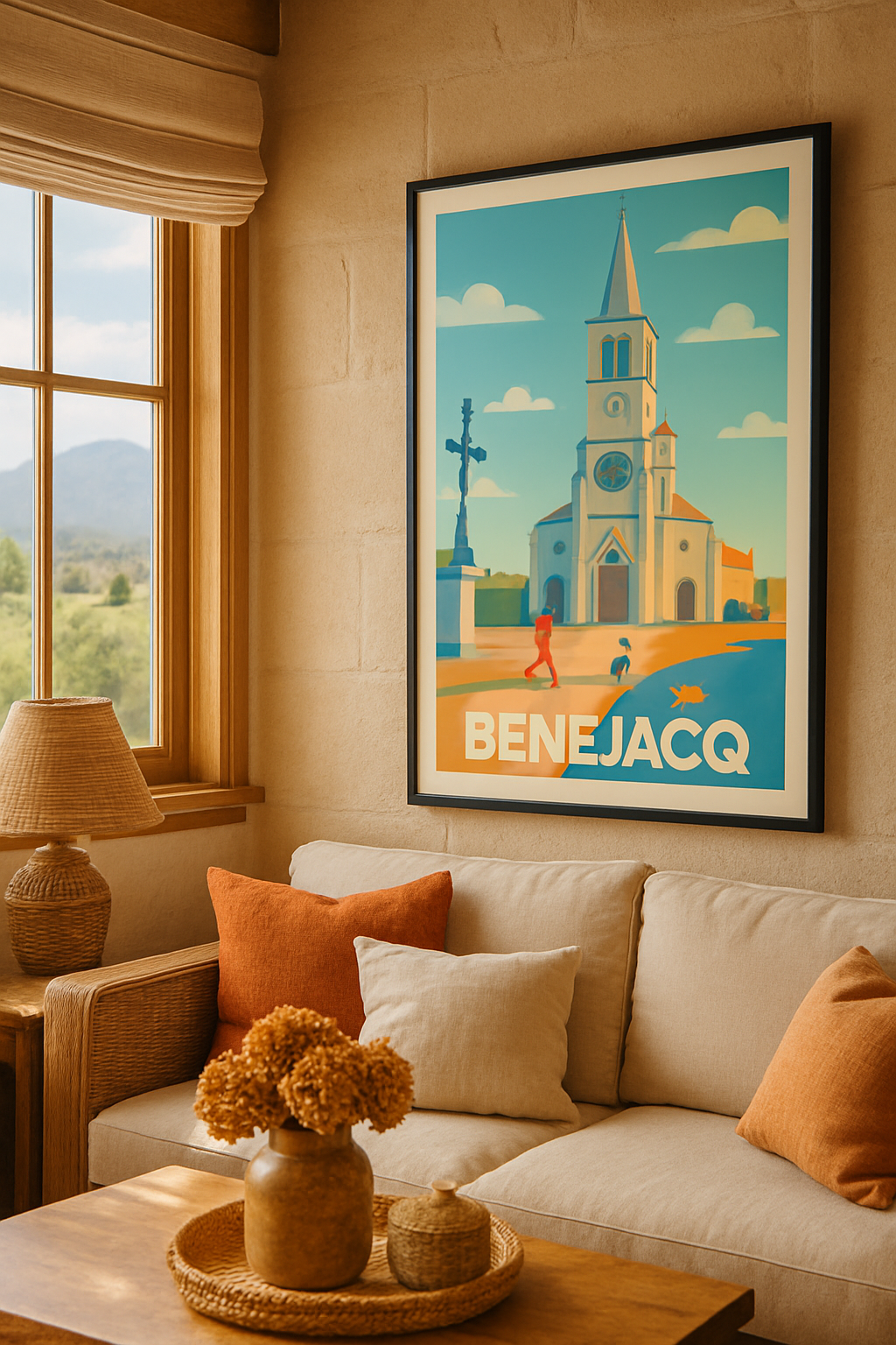 Pyrénées-Atlantiques France Affiche de Bénéjacq - Charme et sérénité en Béarn