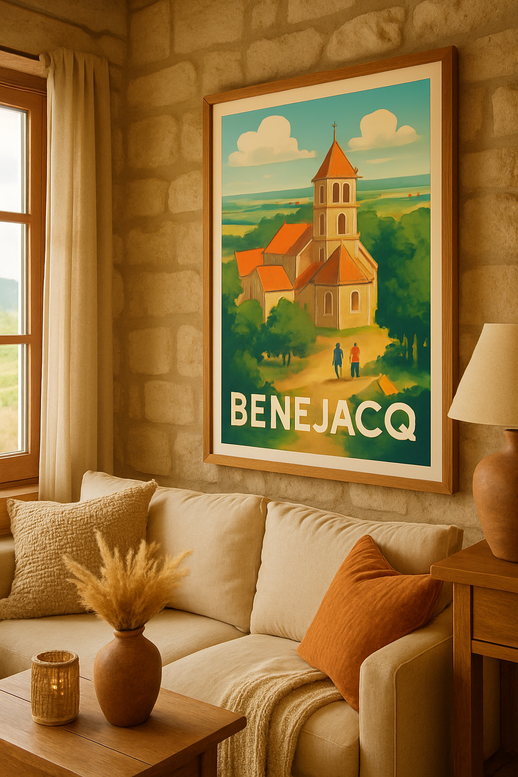 Affiche Bénéjacq — Charme et Sérénité en Vallée d'Aspe · poster d'art de Bénéjacq