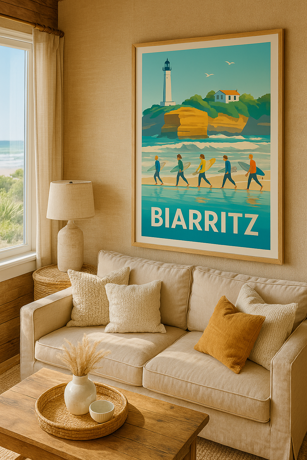 Pyrénées-Atlantiques France Affiche de Biarritz - L'Esprit Côtier et Surf Élégant