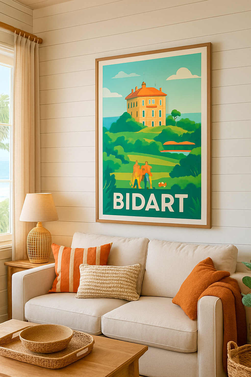 Pyrénées-Atlantiques France Affiche de Bidart - Promenade paisible en bord de mer