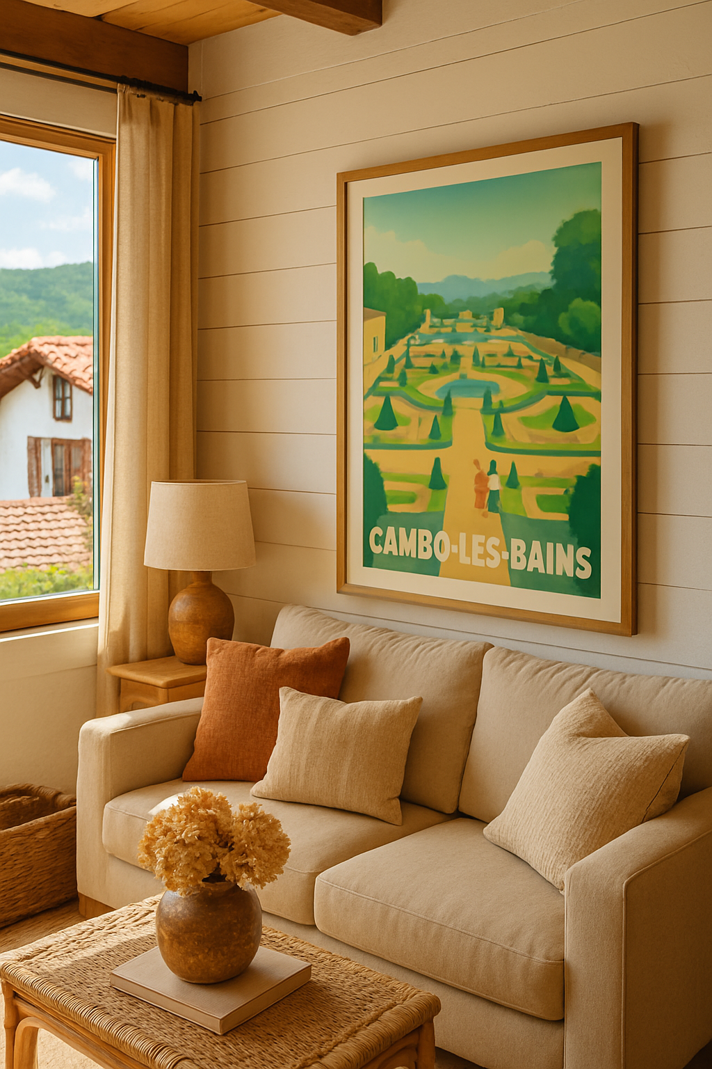Affiche Cambo-les-Bains — Promenade paisible dans les jardins à la française · poster d'art de Cambo-les-Bains
