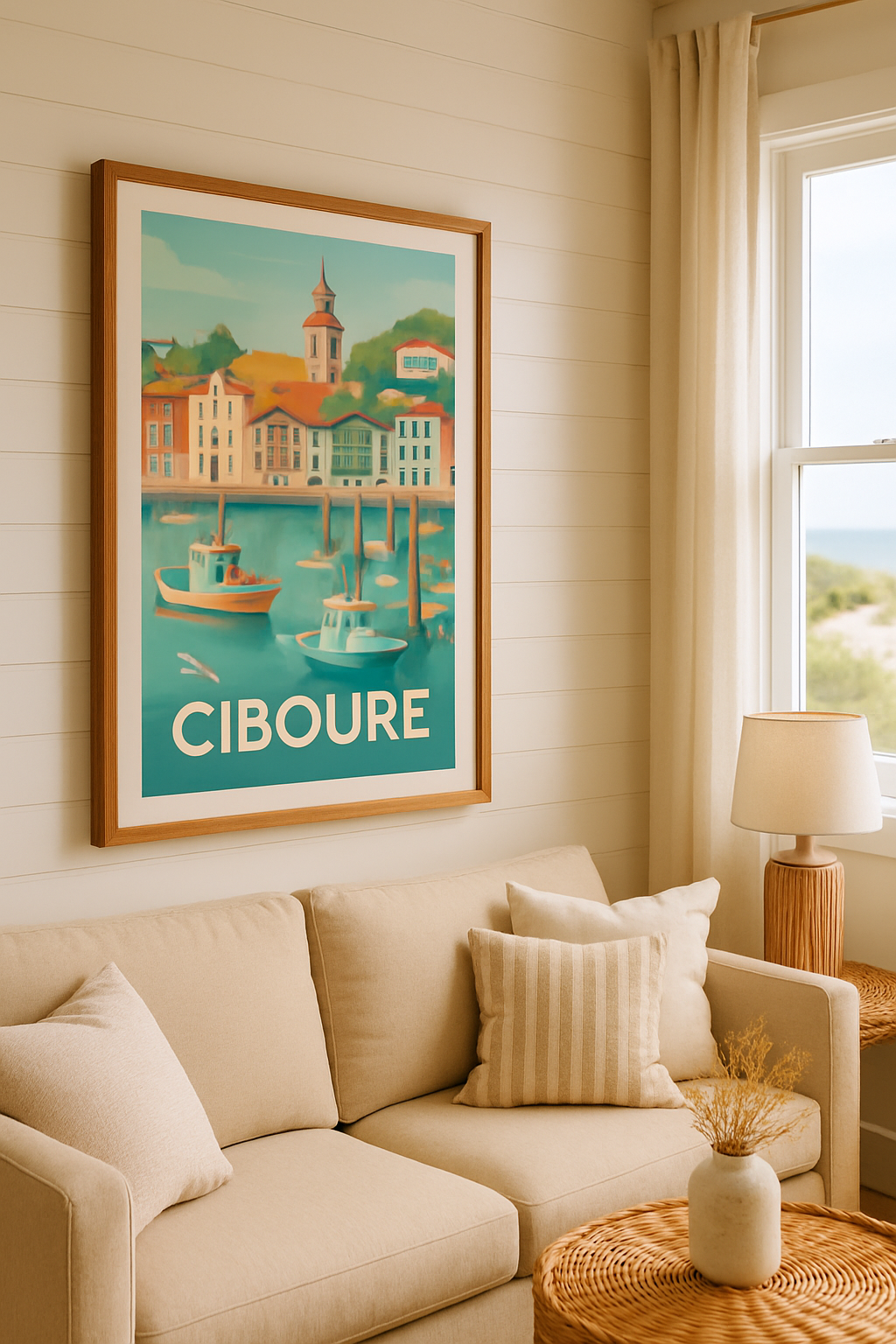 Pyrénées-Atlantiques France Affiche de Ciboure - L'escale paisible au bord de l'eau