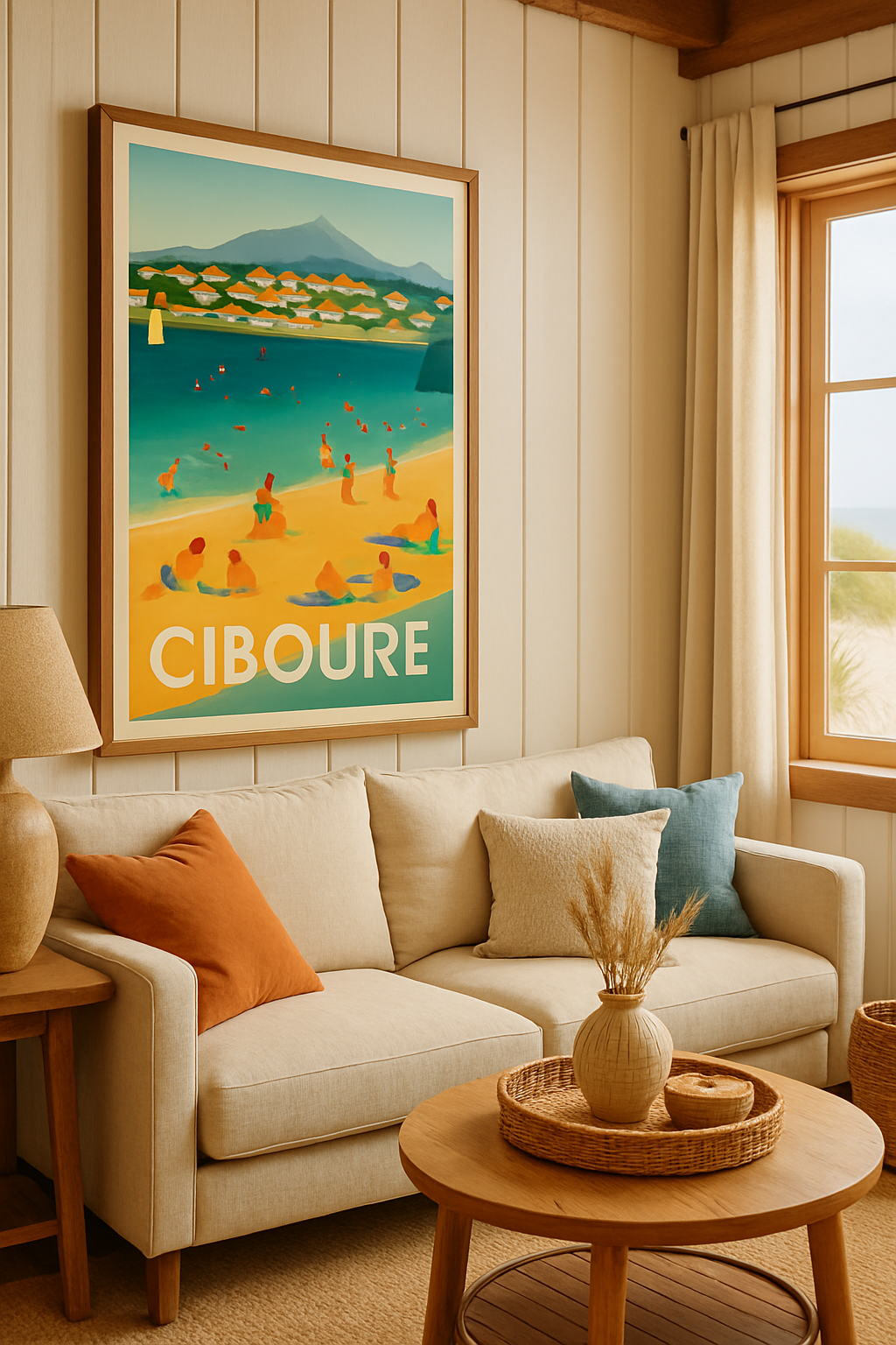 Pyrénées-Atlantiques France Affiche de Ciboure - L'été ensoleillé sur la plage basque