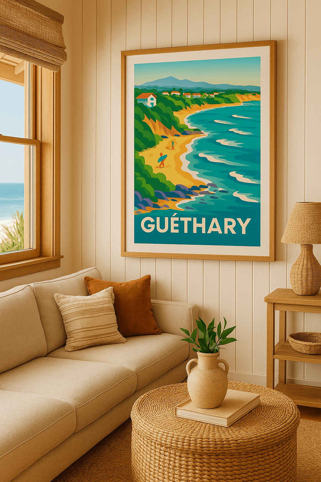 Pyrénées-Atlantiques France Affiche de Guéthary - Évasion et douceur océane