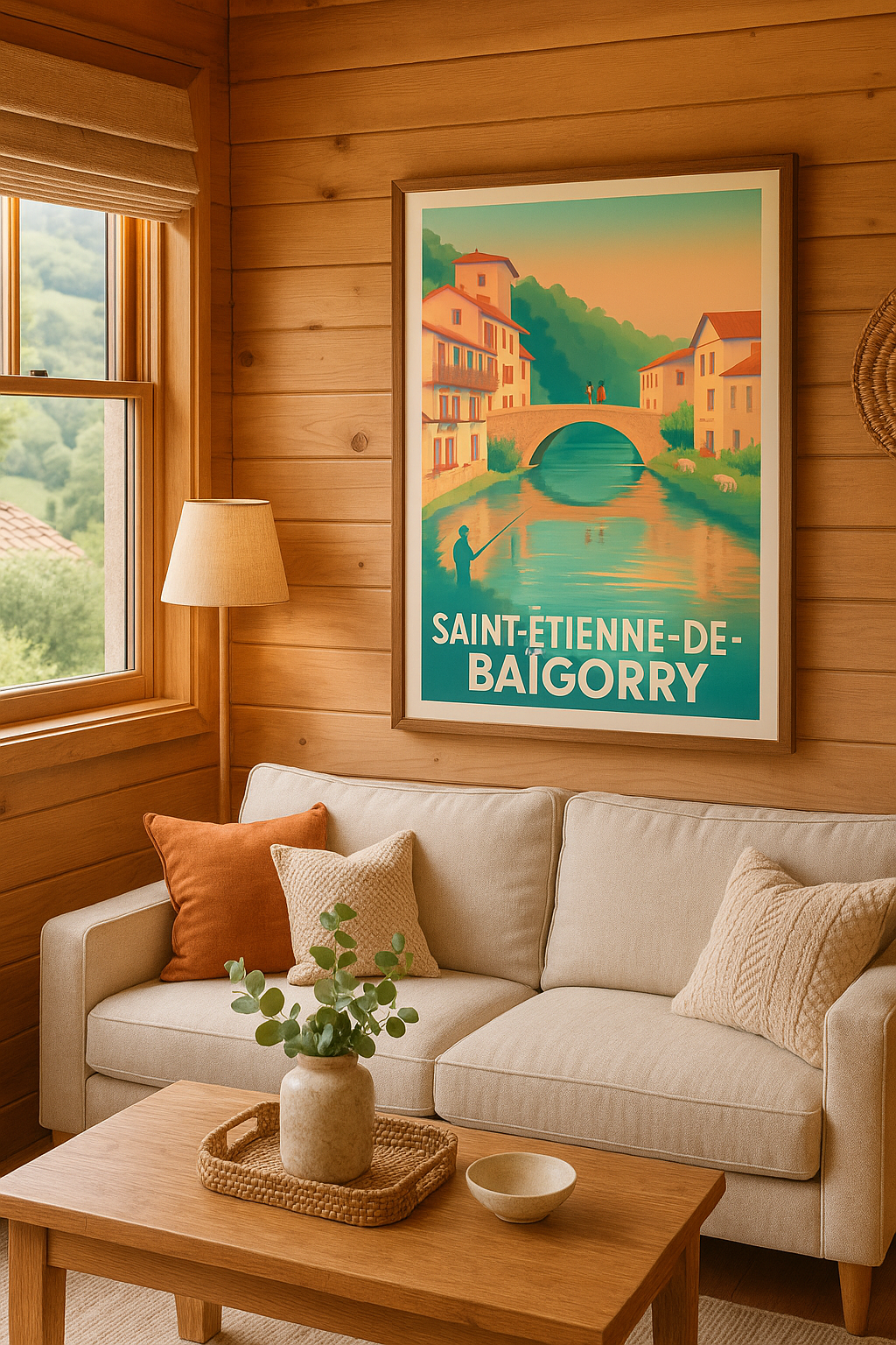 Affiche Saint-Étienne-de-Baïgorry — Charme et sérénité au fil de l'eau · poster d'art de Saint-Étienne-de-Baïgorry