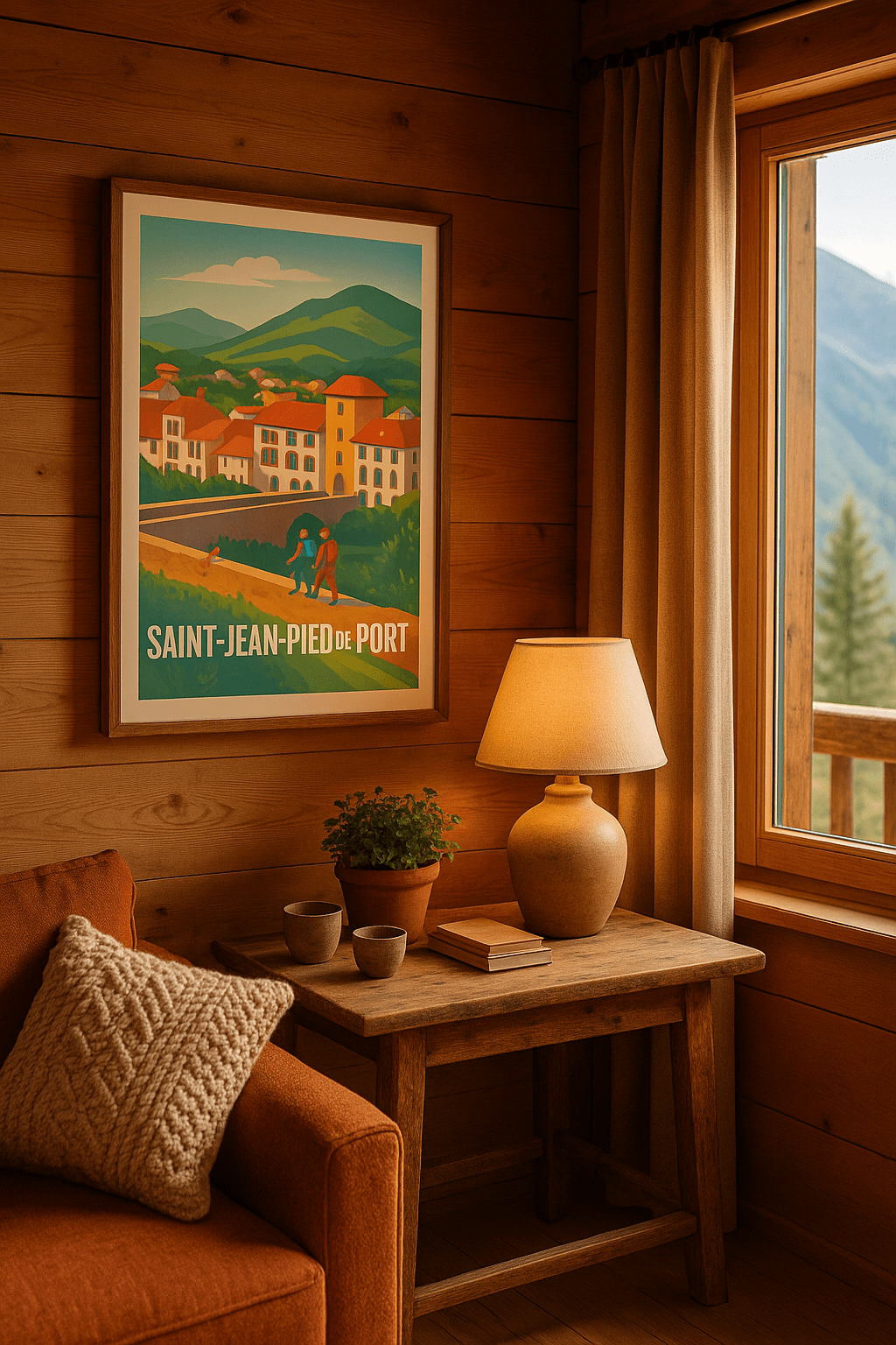 Affiche Saint-Jean-Pied-de-Port — Charme et randonnée au Pays Basque · poster d'art de Saint-Jean-Pied-de-Port