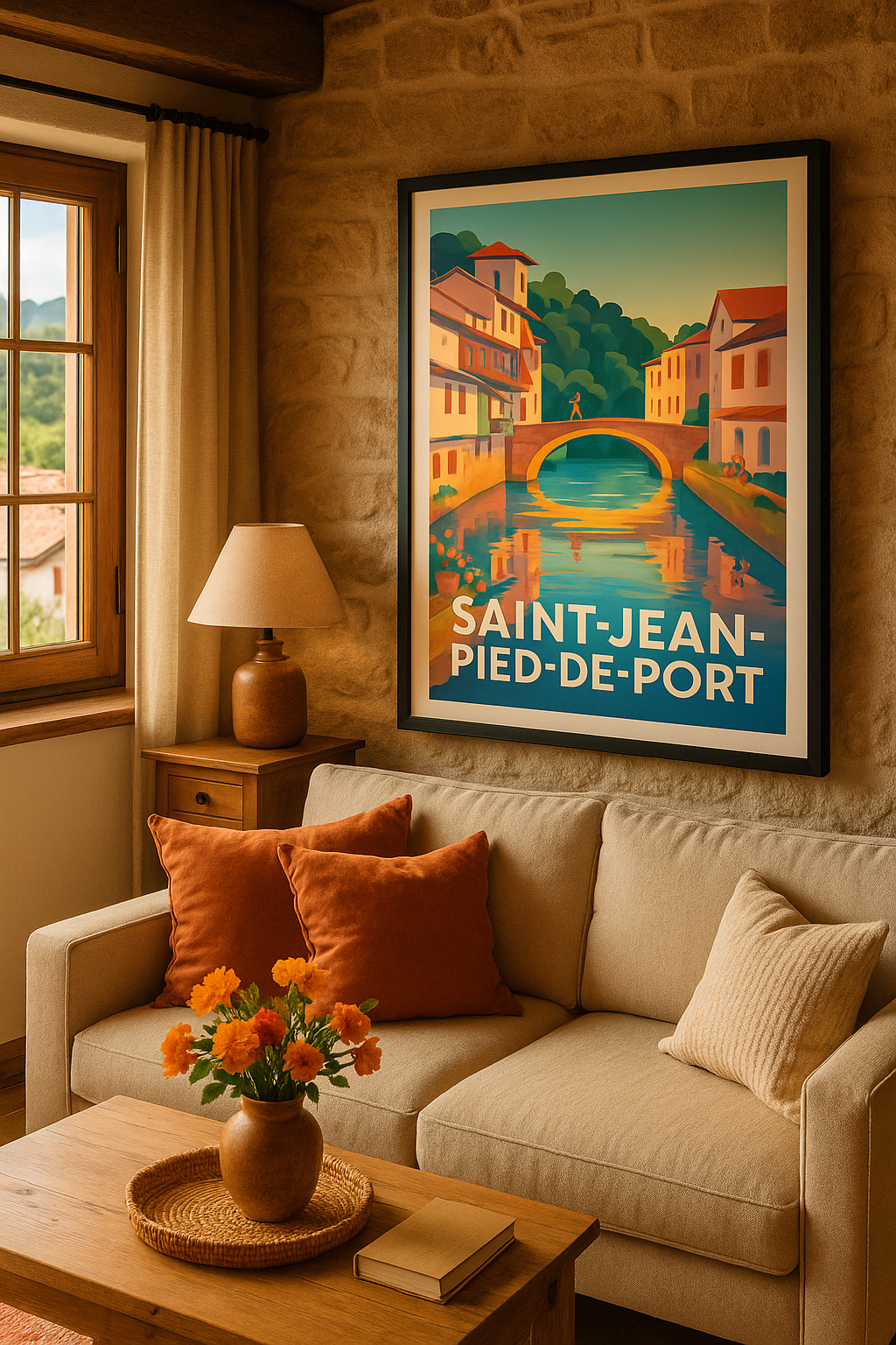 Pyrénées-Atlantiques France Affiche de Saint-Jean-Pied-de-Port - Charme et sérénité basques