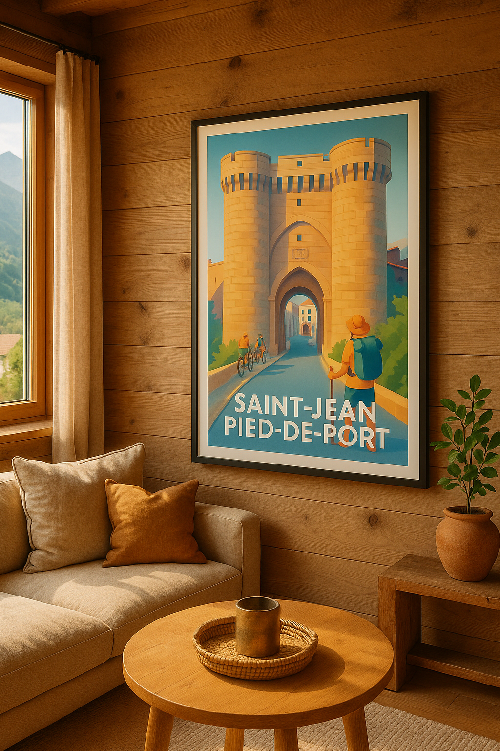 Affiche Saint-Jean-Pied-de-Port — Porte vers l'aventure historique · poster d'art de Saint-Jean-Pied-de-Port