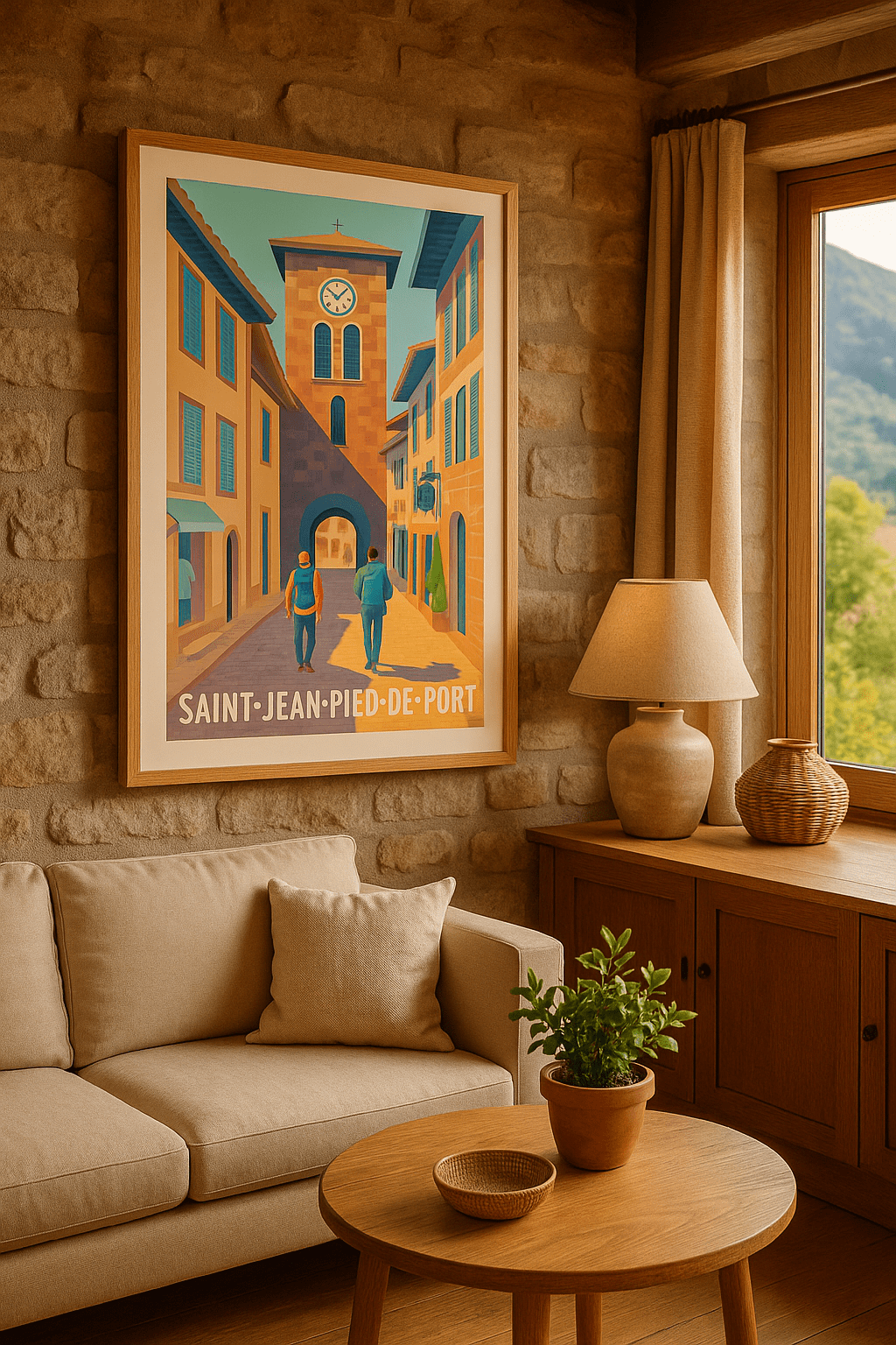 Affiche Saint-Jean-Pied-de-Port — Une porte d'entrée historique vers les Pyrénées · poster d'art de Saint-Jean-Pied-de-Port
