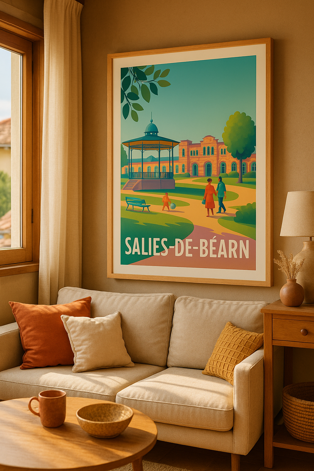 Affiche Salies-de-Béarn — Charme et sérénité au cœur des Landes · poster d'art de Salies-de-Béarn