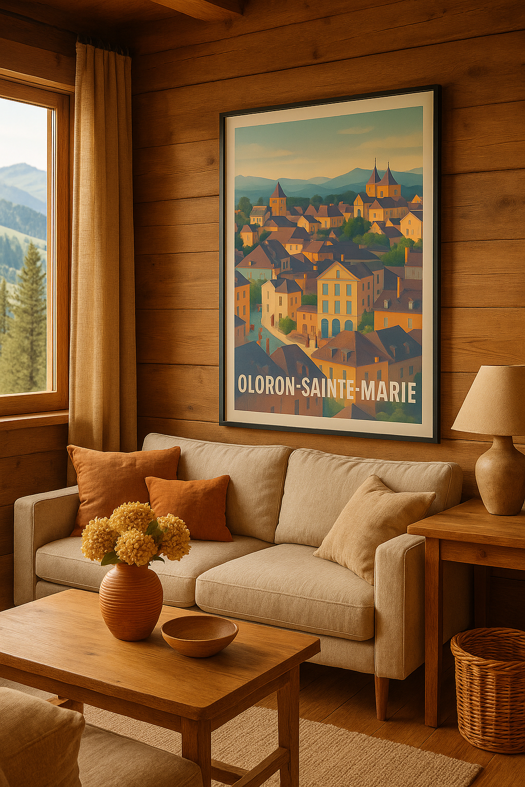 Pyrénées-Atlantiques France Affiche Oloron-Sainte-Marie - Charme et douceur de vie pyrénéenne