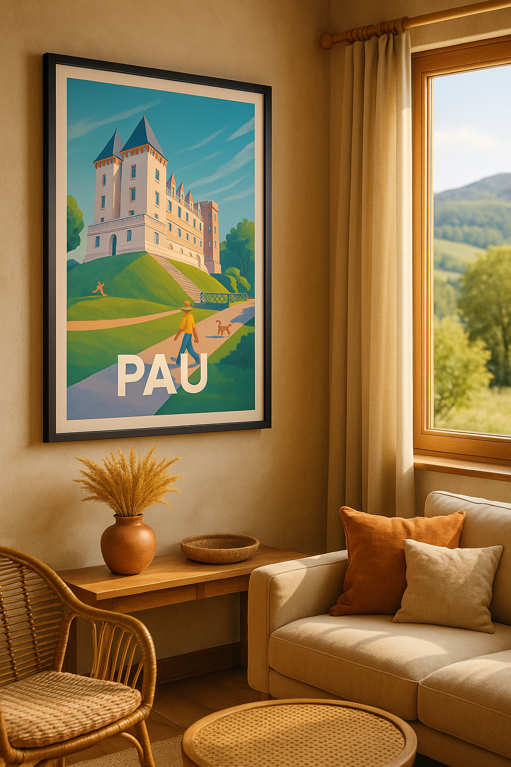 Affiche Pau — Promenade au Château emblématique · poster d'art de Pau