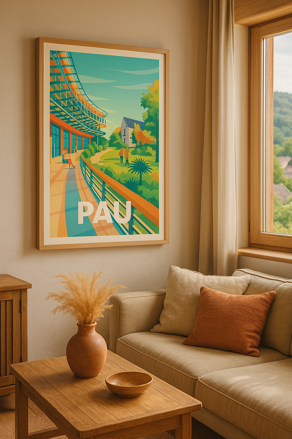 Affiche Pau — Promenade ensoleillée au cœur de la ville · poster d'art de Pau