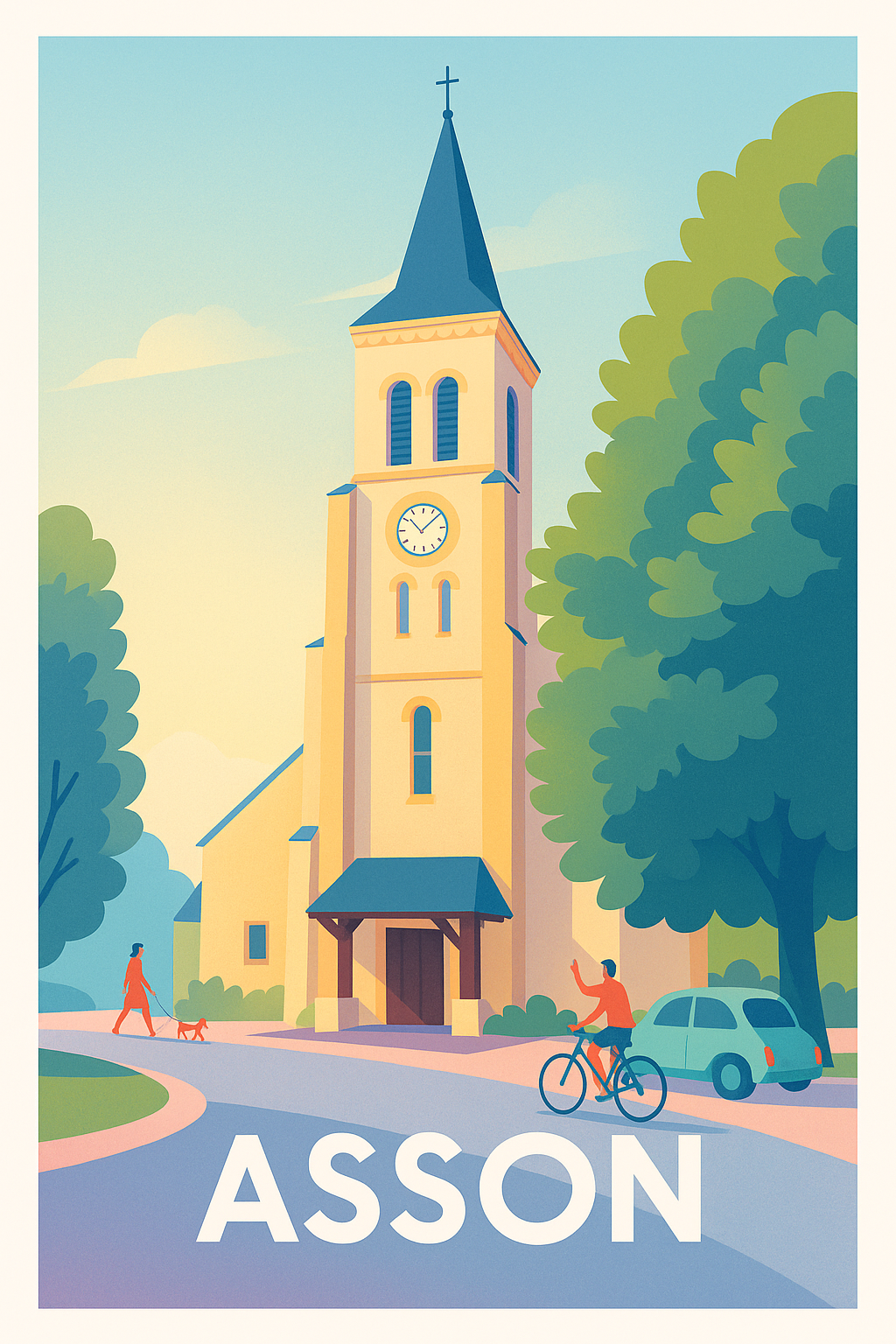 Pyrénées-Atlantiques France Pas de Cadre / 20 × 30cm Affiche de Asson - Charme authentique au pied des Pyrénées