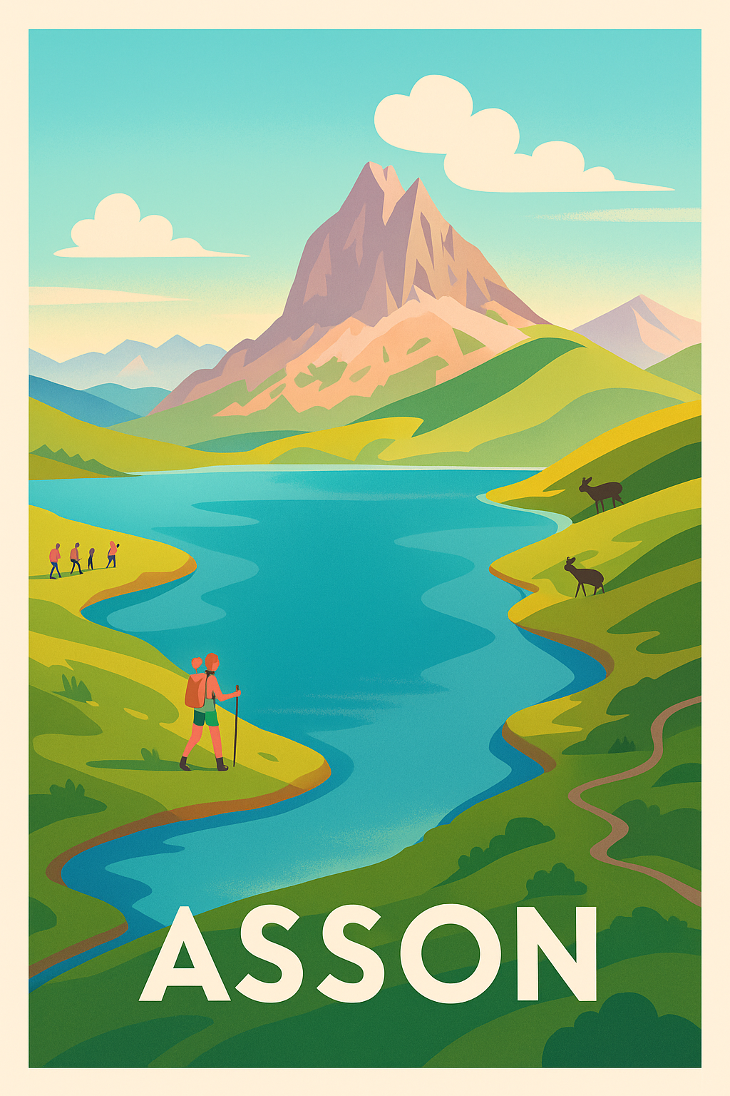 Pyrénées-Atlantiques France Pas de Cadre / 20 × 30cm Affiche de Asson - Évasion au cœur des Pyrénées