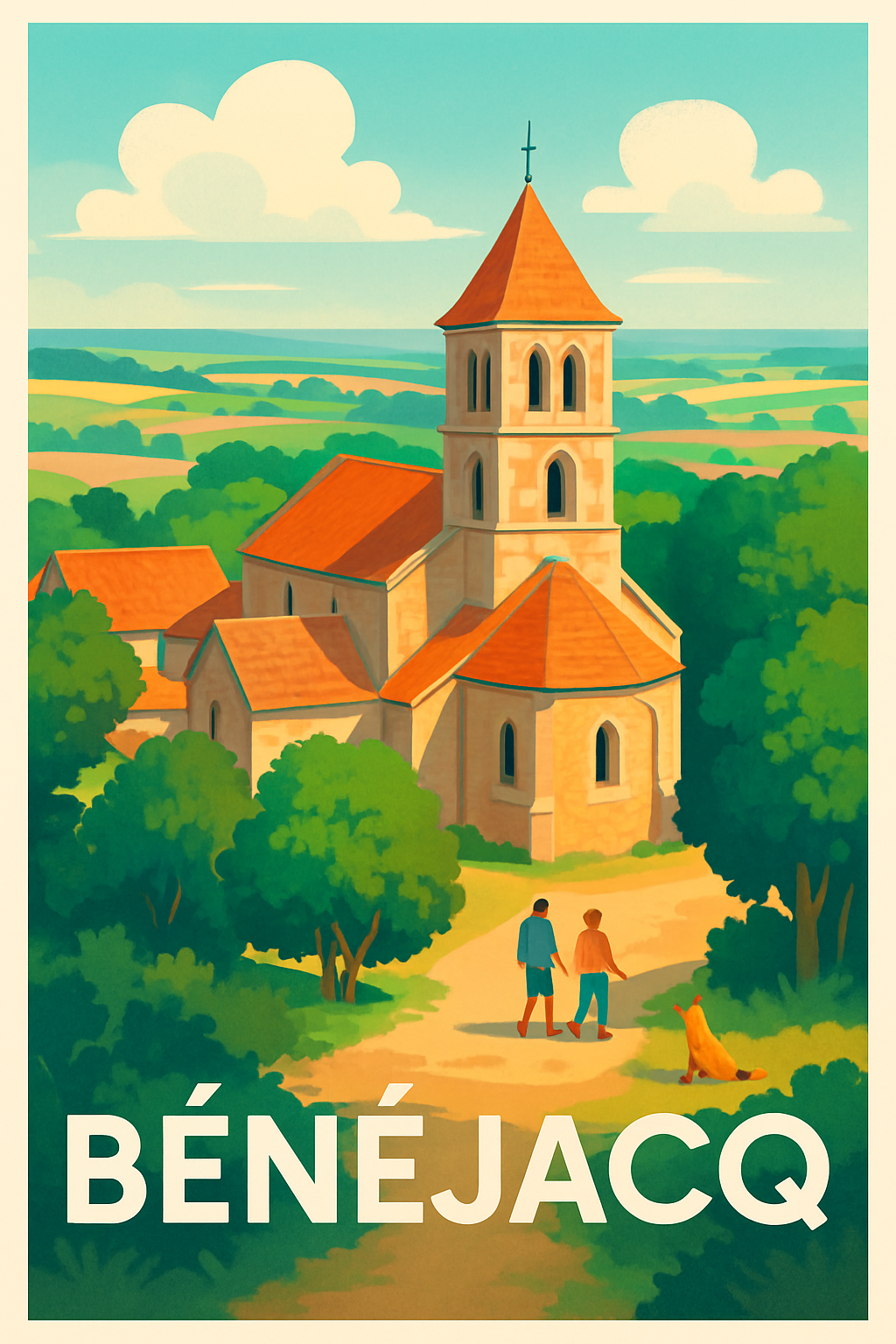 Affiche Bénéjacq — Charme et Sérénité en Vallée d'Aspe · poster d'art de Bénéjacq
