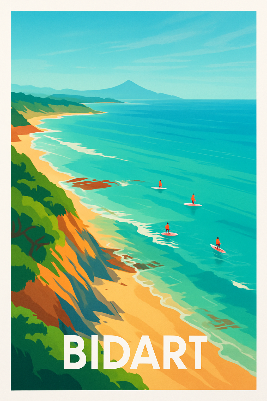 Pyrénées-Atlantiques France Pas de Cadre / 20 × 30cm Affiche de Bidart - L'appel de la vague basque