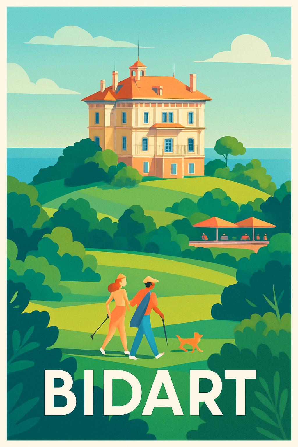 Pyrénées-Atlantiques France Pas de Cadre / 20 × 30cm Affiche de Bidart - Promenade paisible en bord de mer