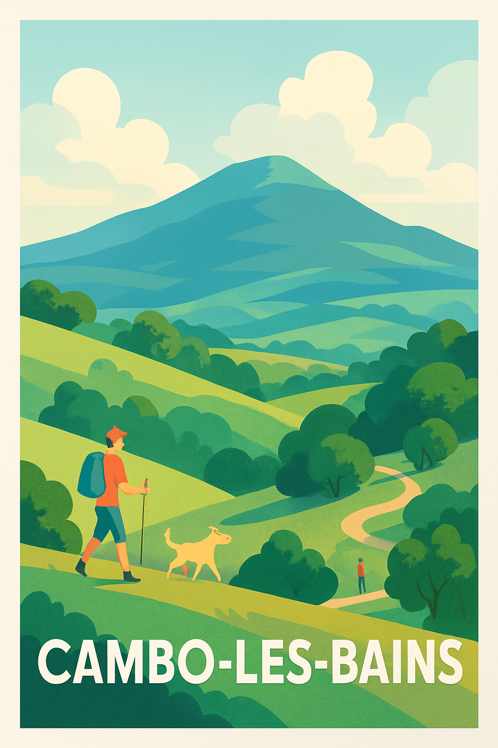 Pyrénées-Atlantiques France Pas de Cadre / 20 × 30cm Affiche de Cambo-les-Bains - Évasion Nature et Randonnée