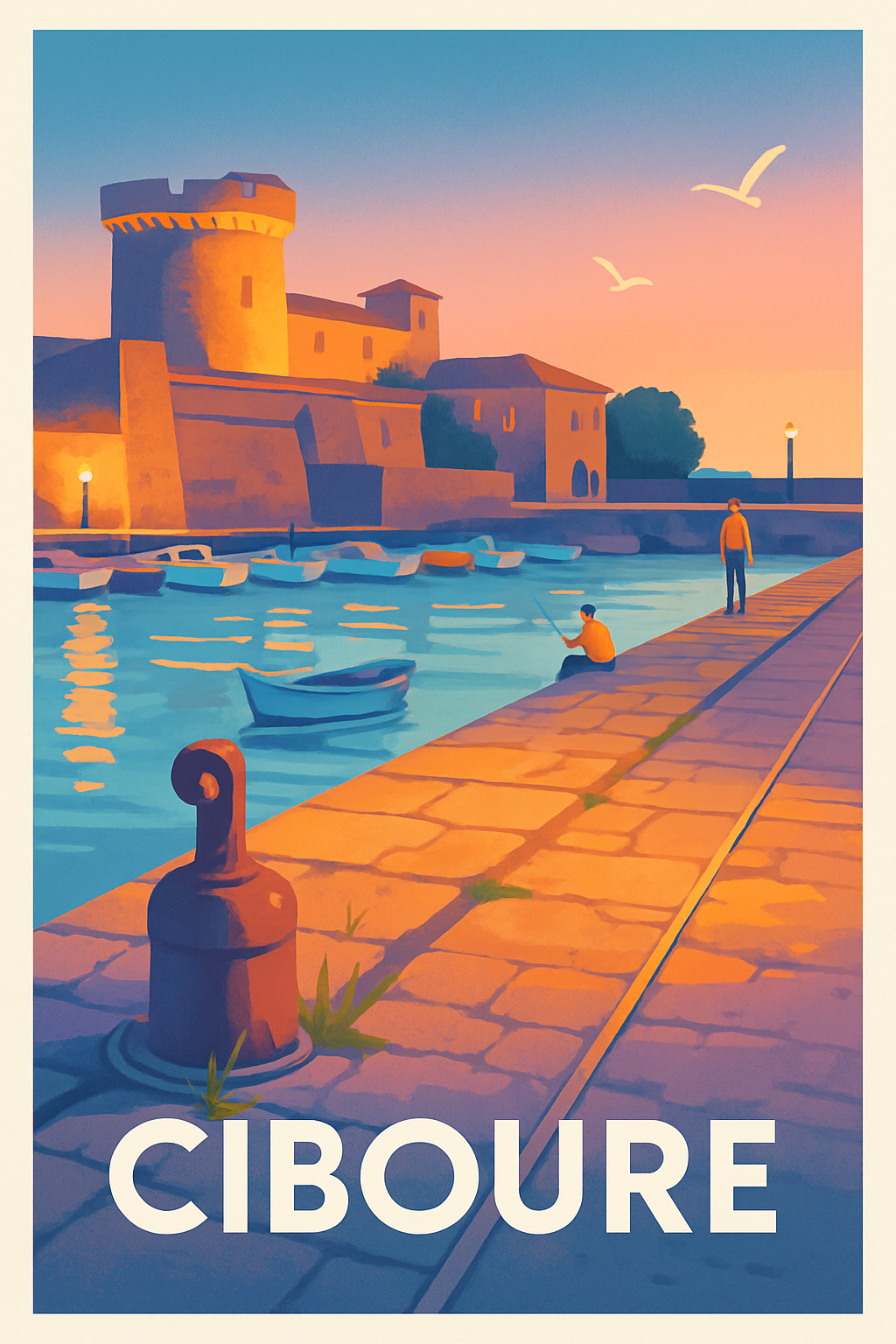Pyrénées-Atlantiques France Pas de Cadre / 20 × 30cm Affiche de Ciboure - Charme et douceur au bord de l'eau