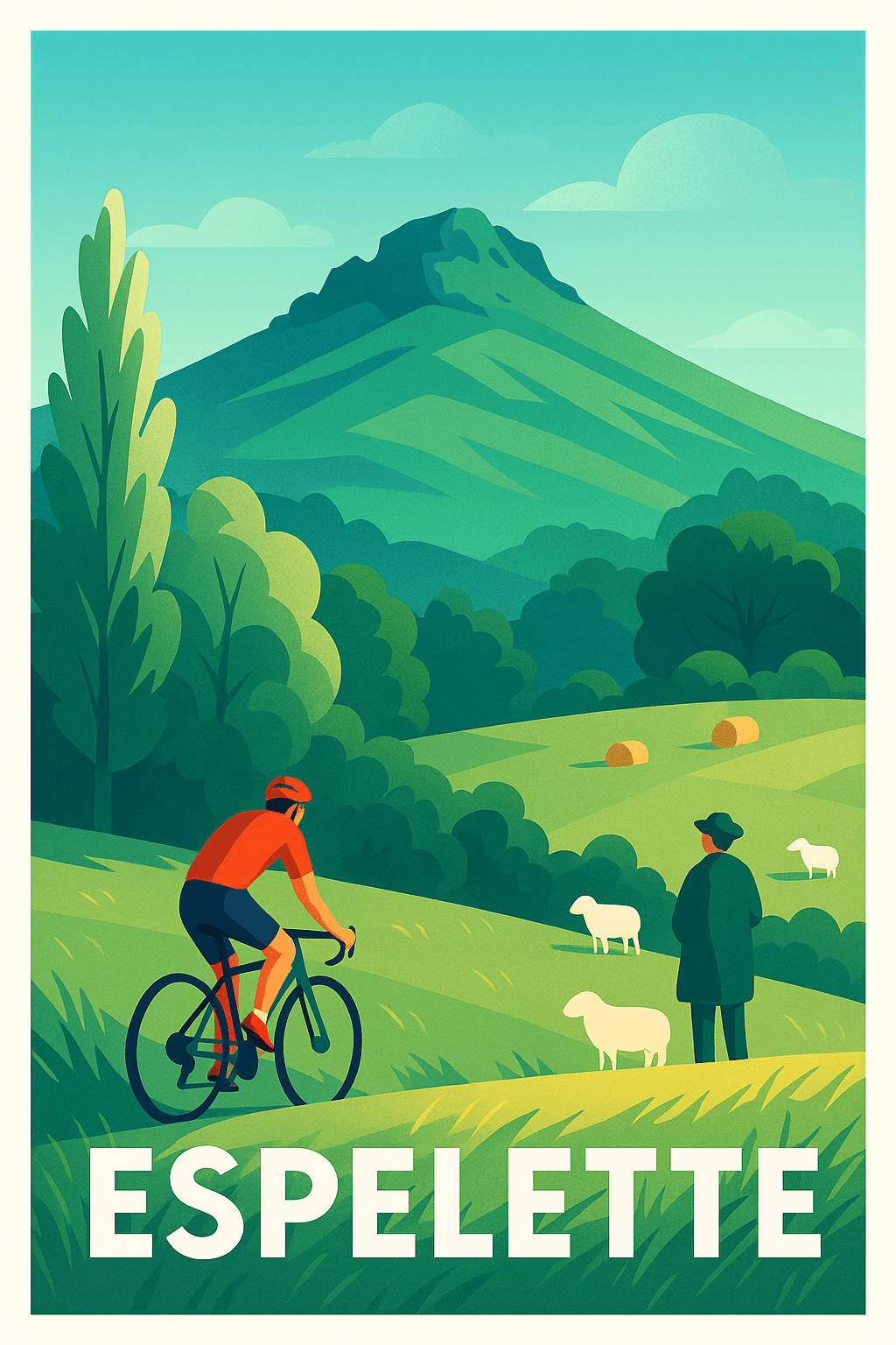 Pyrénées-Atlantiques France Pas de Cadre / 20 × 30cm Affiche de Espelette - Entre nature et traditions basques
