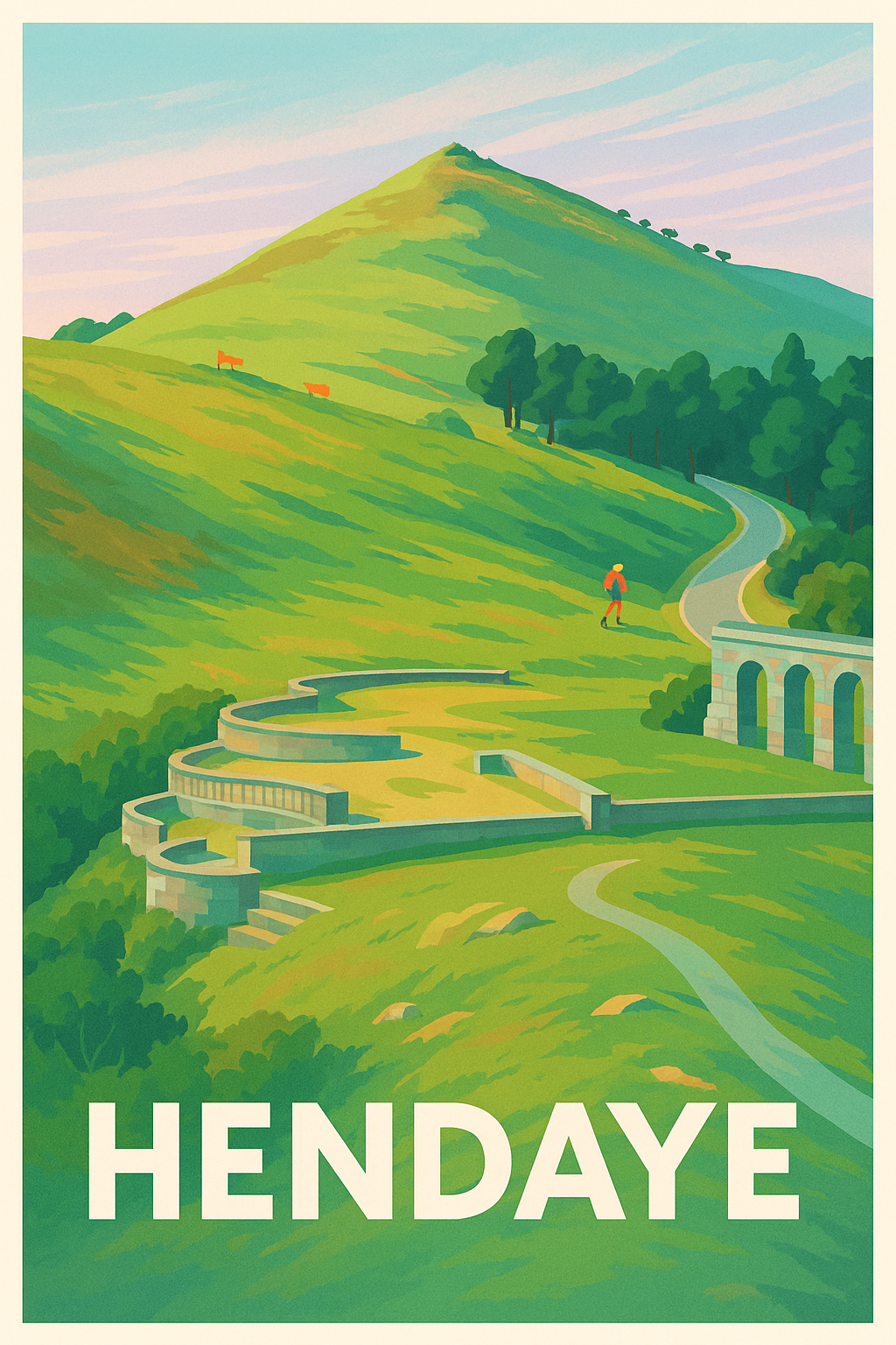 Pyrénées-Atlantiques France Pas de Cadre / 20 × 30cm Affiche de Hendaye - Escapade nature entre mer et montagne