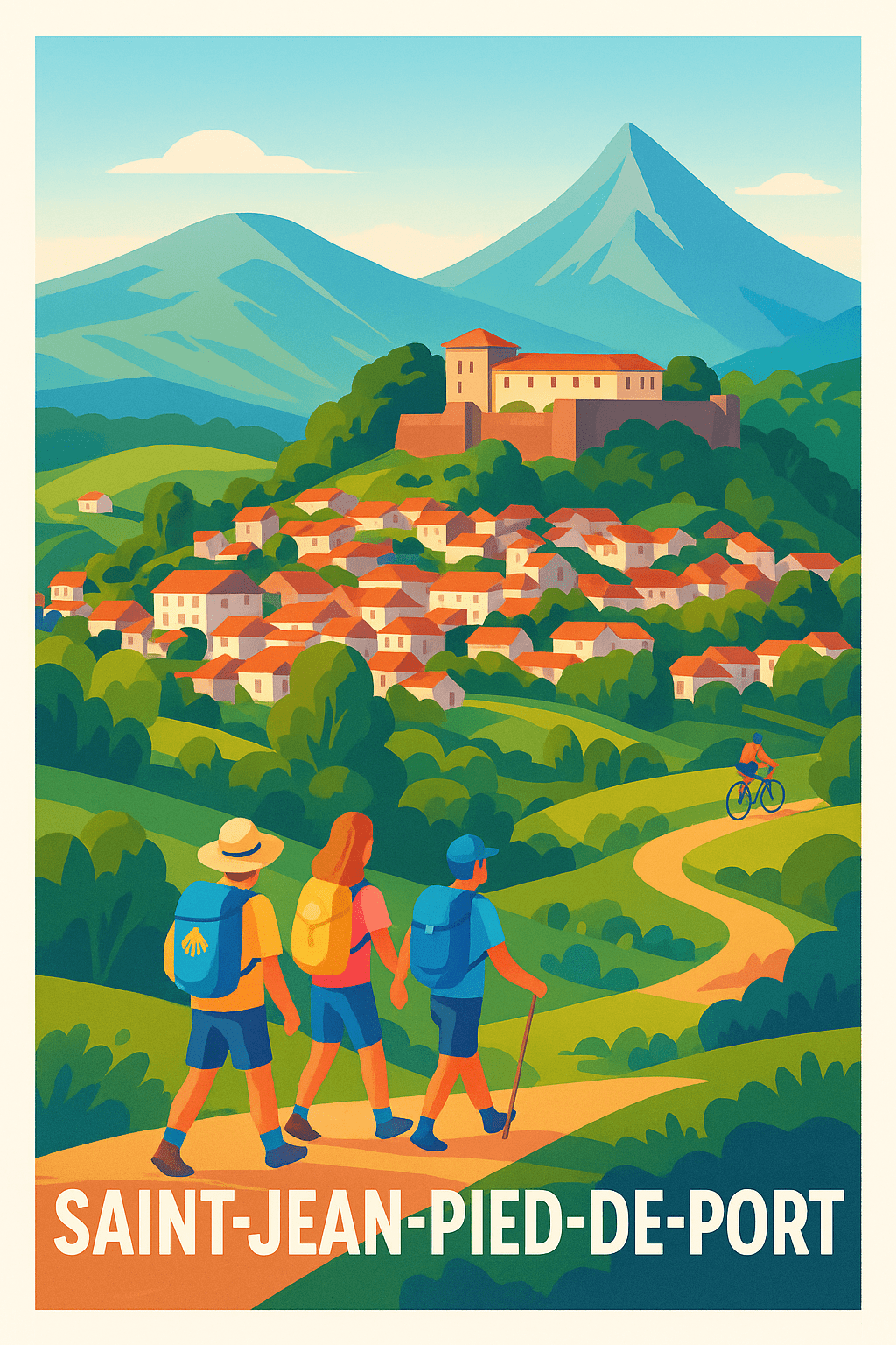 Pyrénées-Atlantiques France Pas de Cadre / 20 × 30cm Affiche de Saint-Jean-Pied-de-Port - Escapade nature et patrimoine