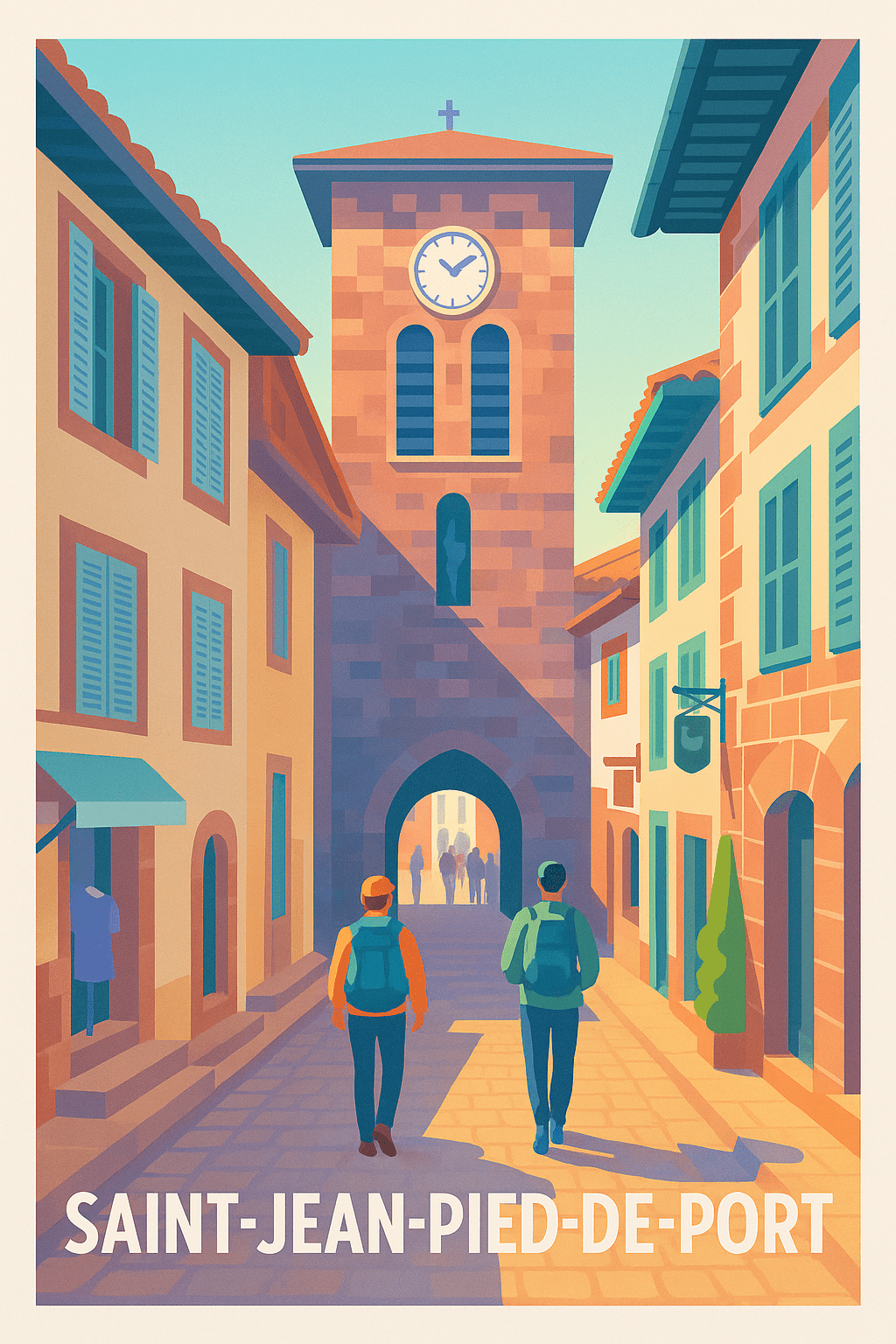 Pyrénées-Atlantiques France Pas de Cadre / 20 × 30cm Affiche de Saint-Jean-Pied-de-Port - Une porte d'entrée historique vers les Pyrénées