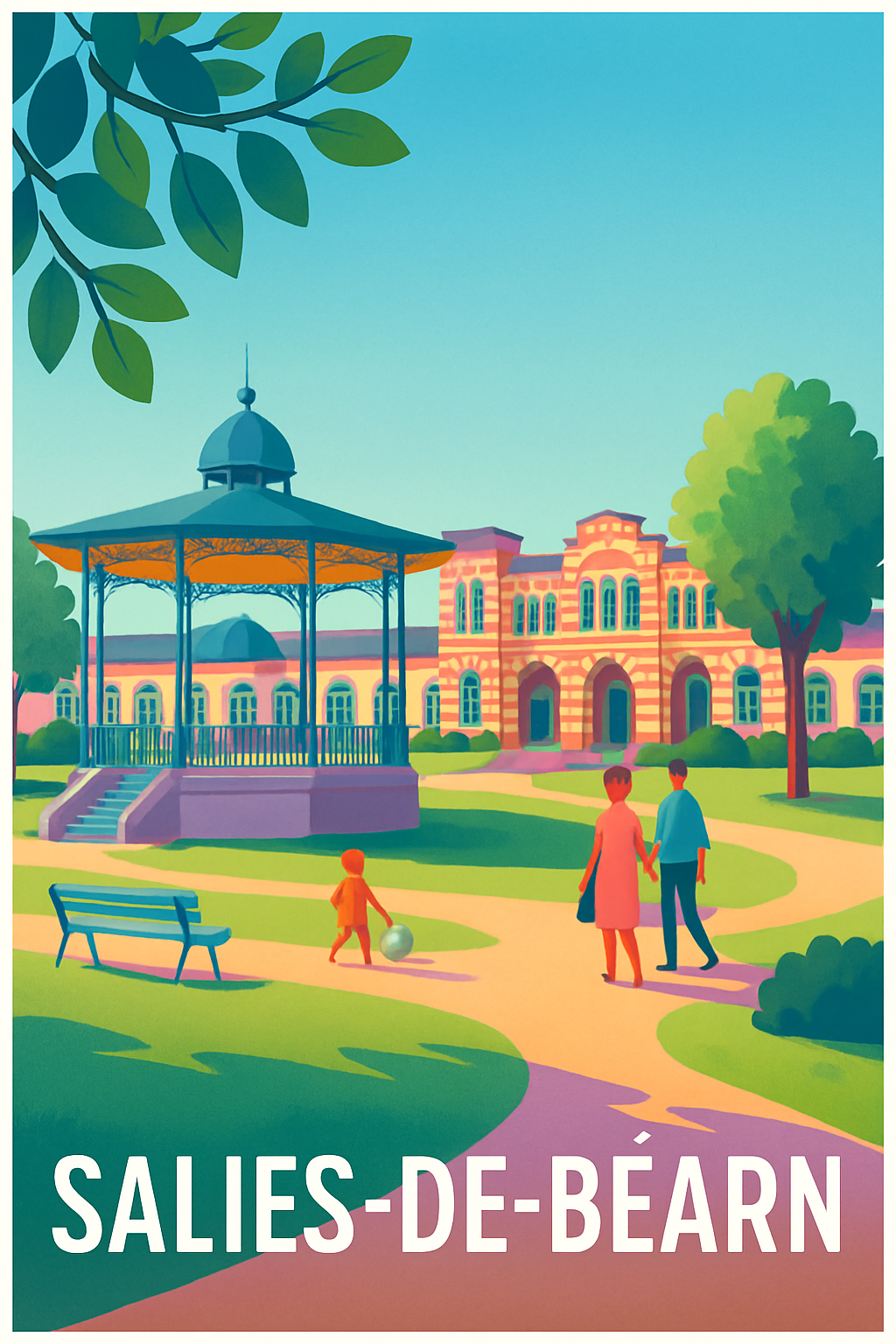 Affiche Salies-de-Béarn — Charme et sérénité au cœur des Landes · poster d'art de Salies-de-Béarn