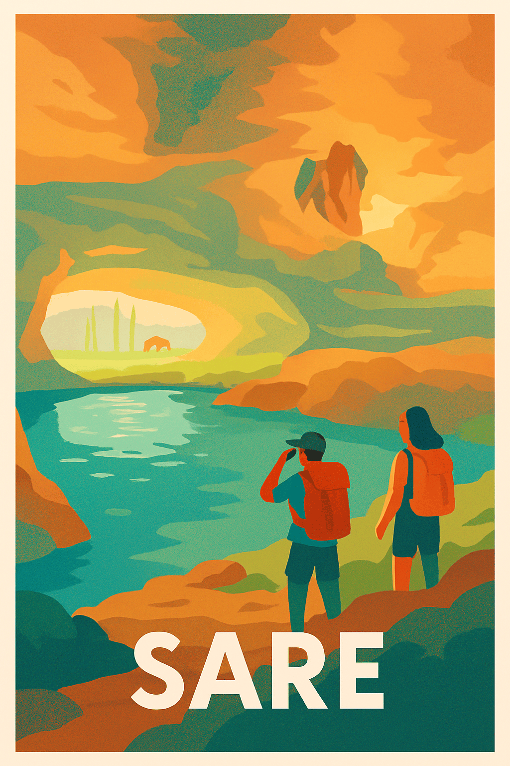 Pyrénées-Atlantiques France Pas de Cadre / 20 × 30cm Affiche de Sare - Aventure et nature au cœur du Pays Basque