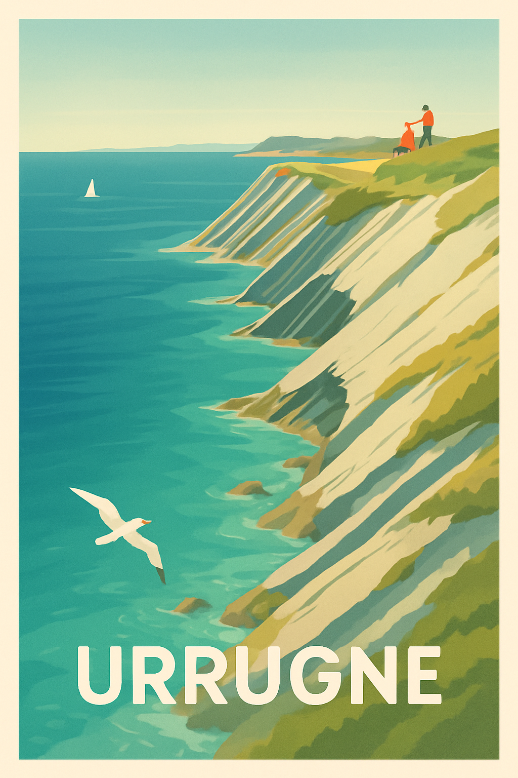 Affiche Urrugne — Évasion au sommet des falaises · poster d'art de Urrugne