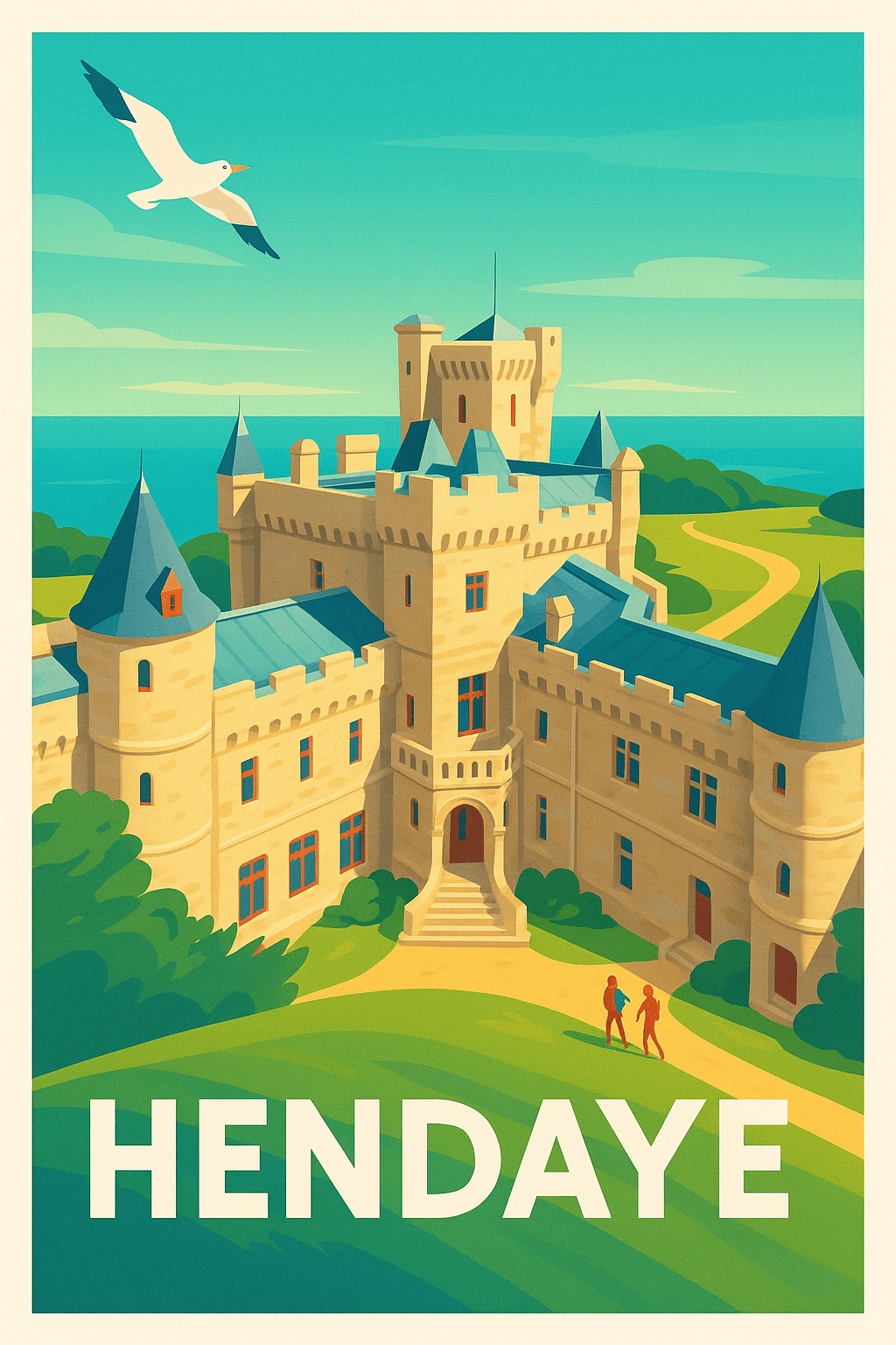 Affiche Hendaye — Élégance et Sérénité au Château d'Abbadie · poster d'art de Hendaye