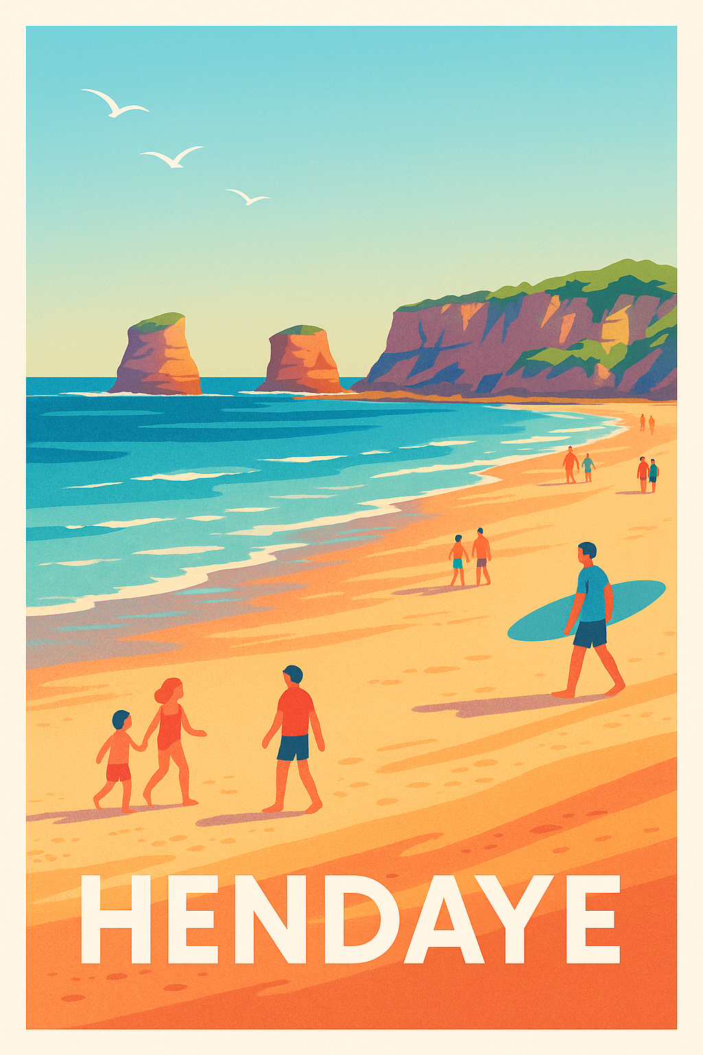 Pyrénées-Atlantiques France Pas de Cadre / 20 × 30cm Affiche Hendaye - Évasion balnéaire solaire