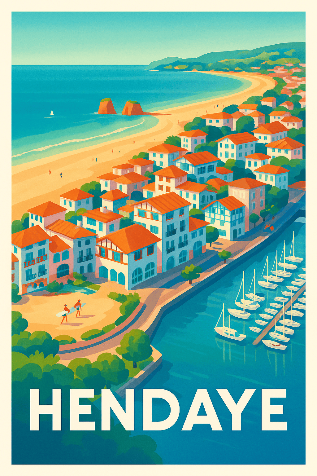 Affiche Hendaye — L'élégance côtière du Pays basque · poster d'art de Hendaye
