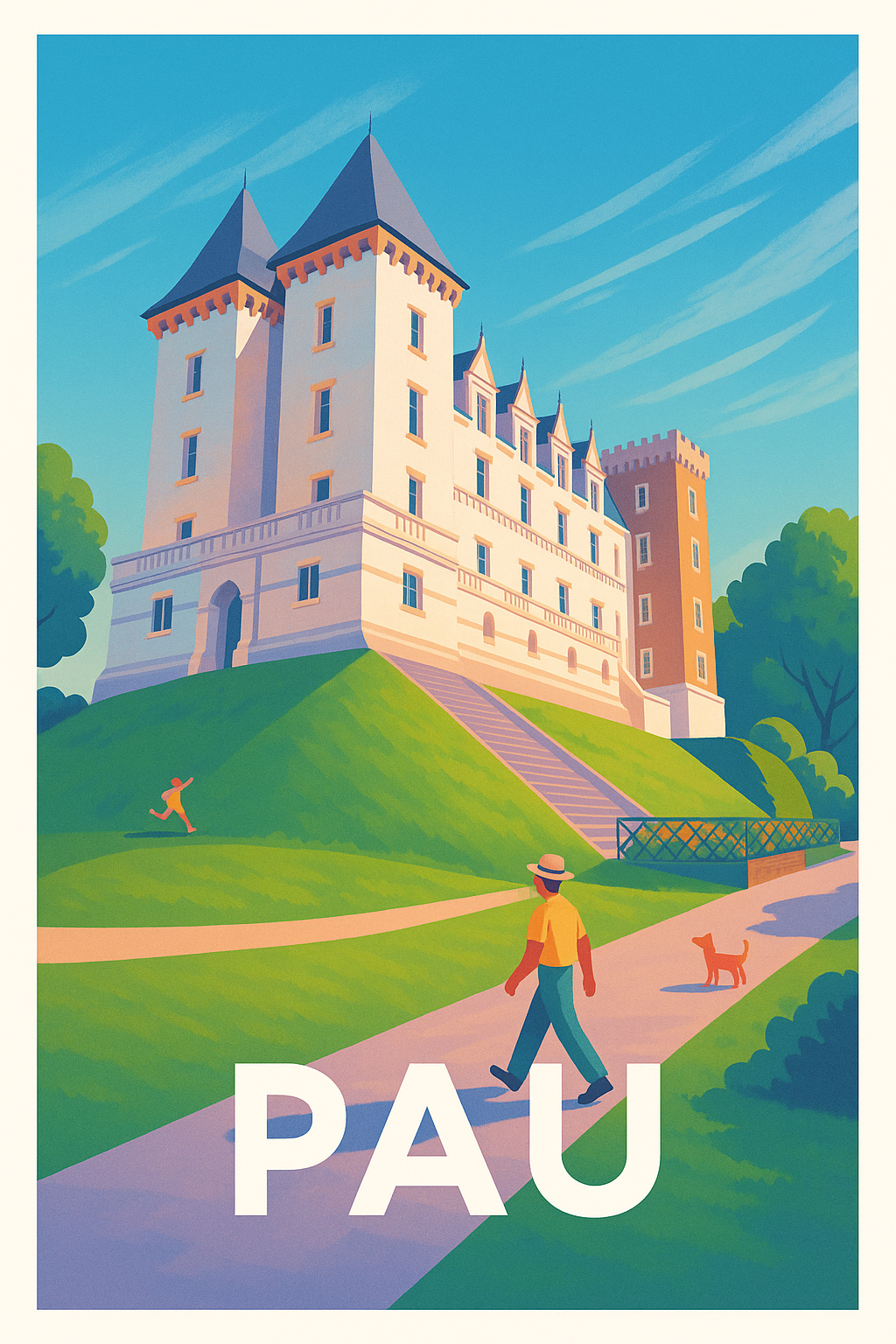 Pyrénées-Atlantiques France Pas de Cadre / 20 × 30cm Affiche Pau - Promenade au Château emblématique