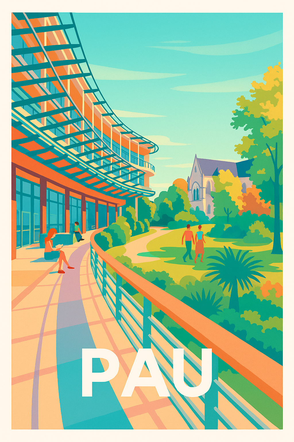 Affiche Pau — Promenade ensoleillée au cœur de la ville · poster d'art de Pau