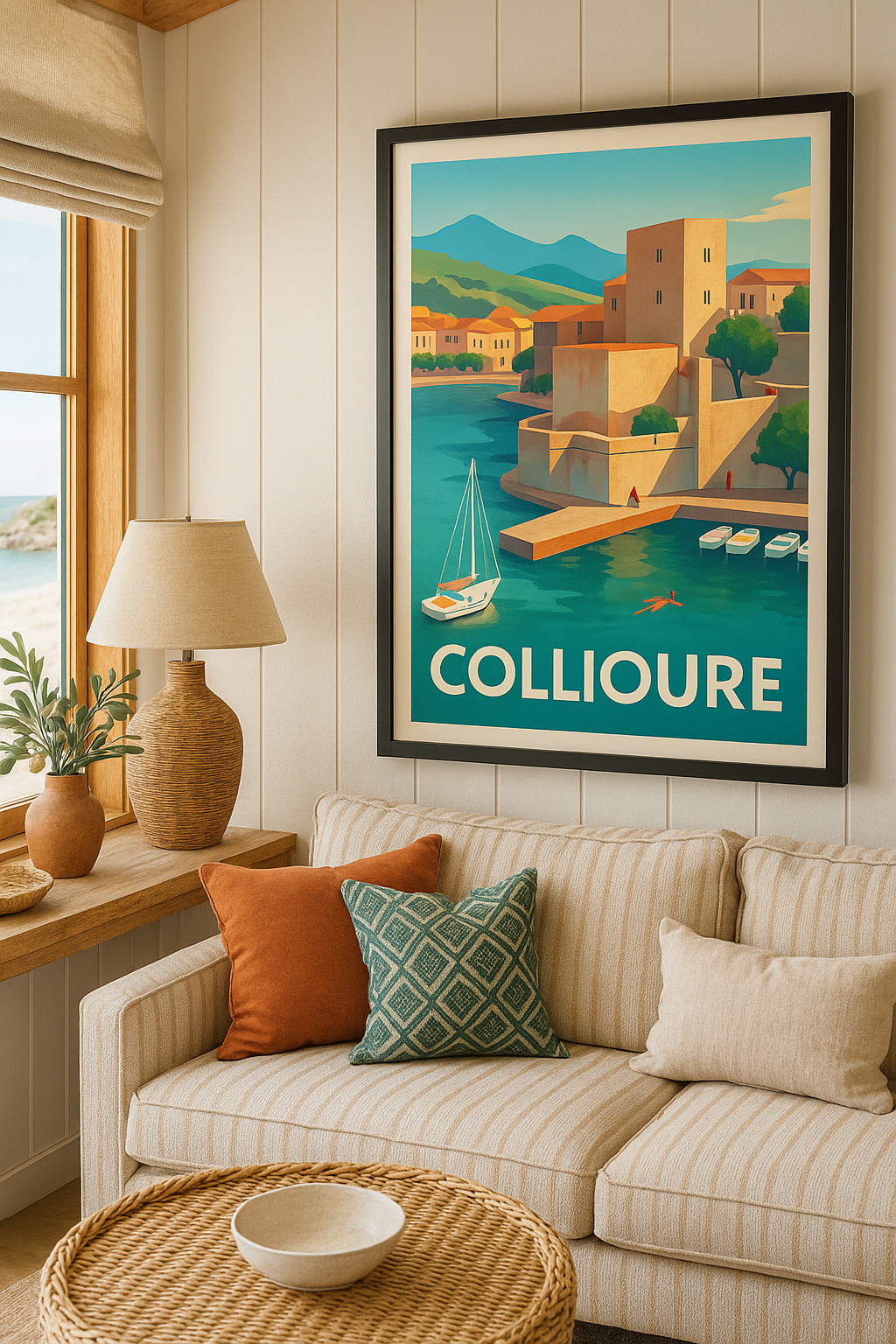 Pyrénées-Orientales France Affiche de Collioure - Évasion méditerranéenne au bord de l'eau