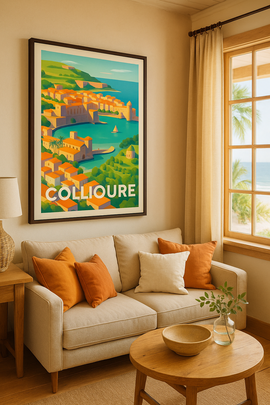 Pyrénées-Orientales France Affiche de Collioure - Lumières méditerranéennes entre mer et collines