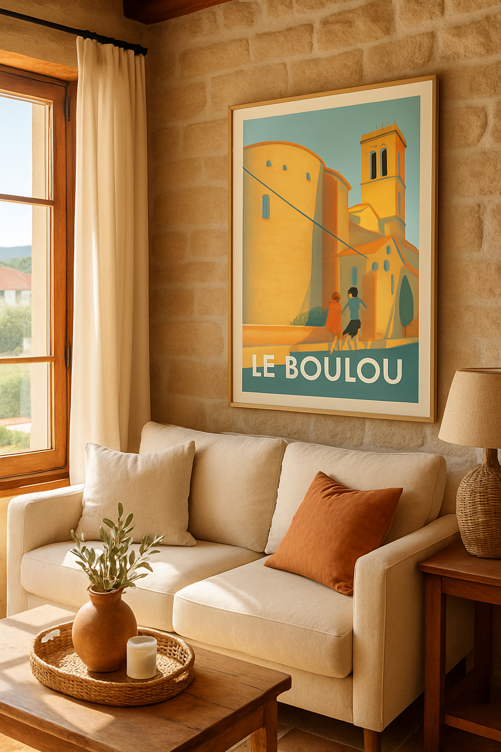 Affiche Le Boulou — Charme ensoleillé de la vieille ville · poster d'art de Le Boulou