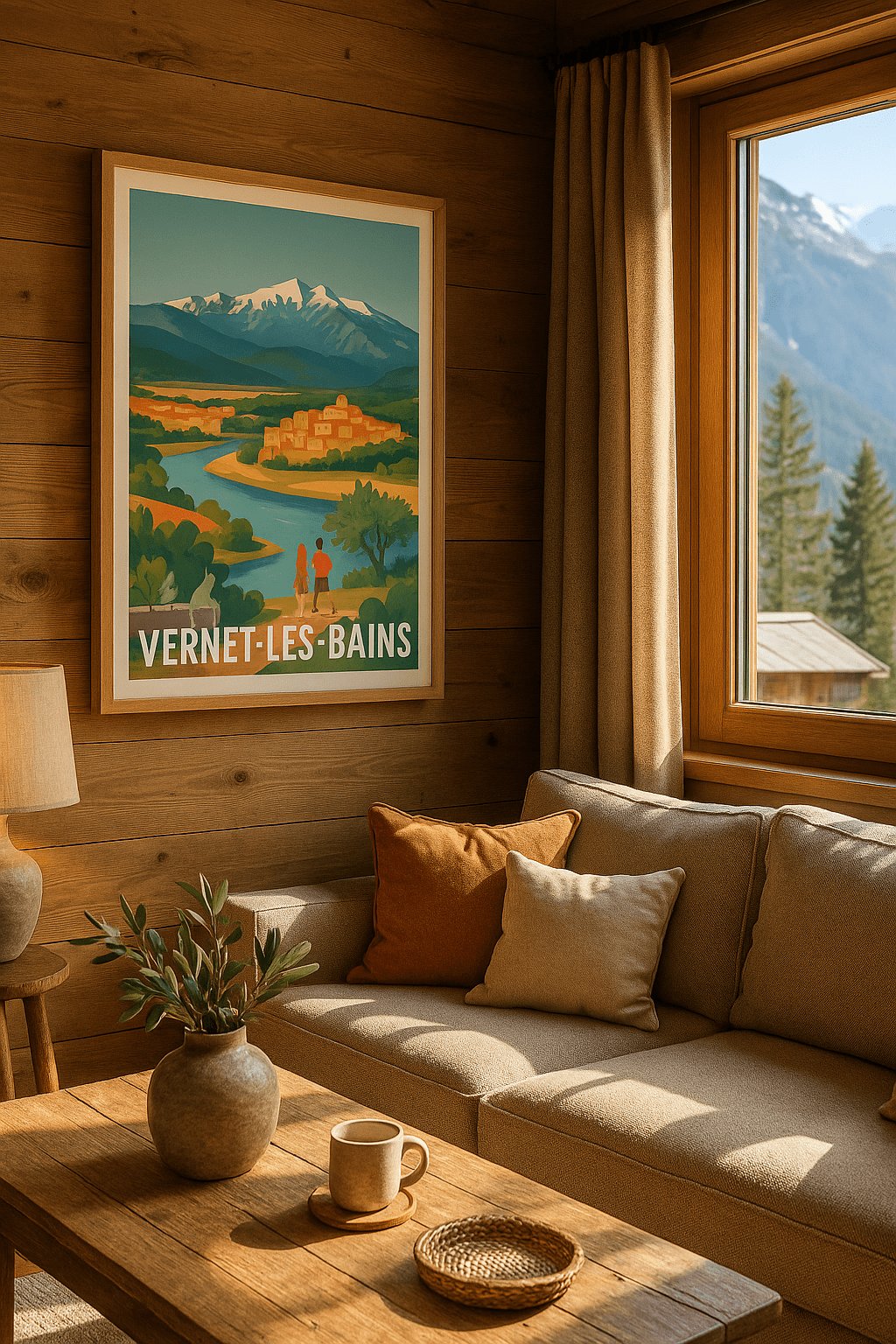 Pyrénées-Orientales France Affiche de Vernet-les-Bains - Évasion entre montagnes et rivière