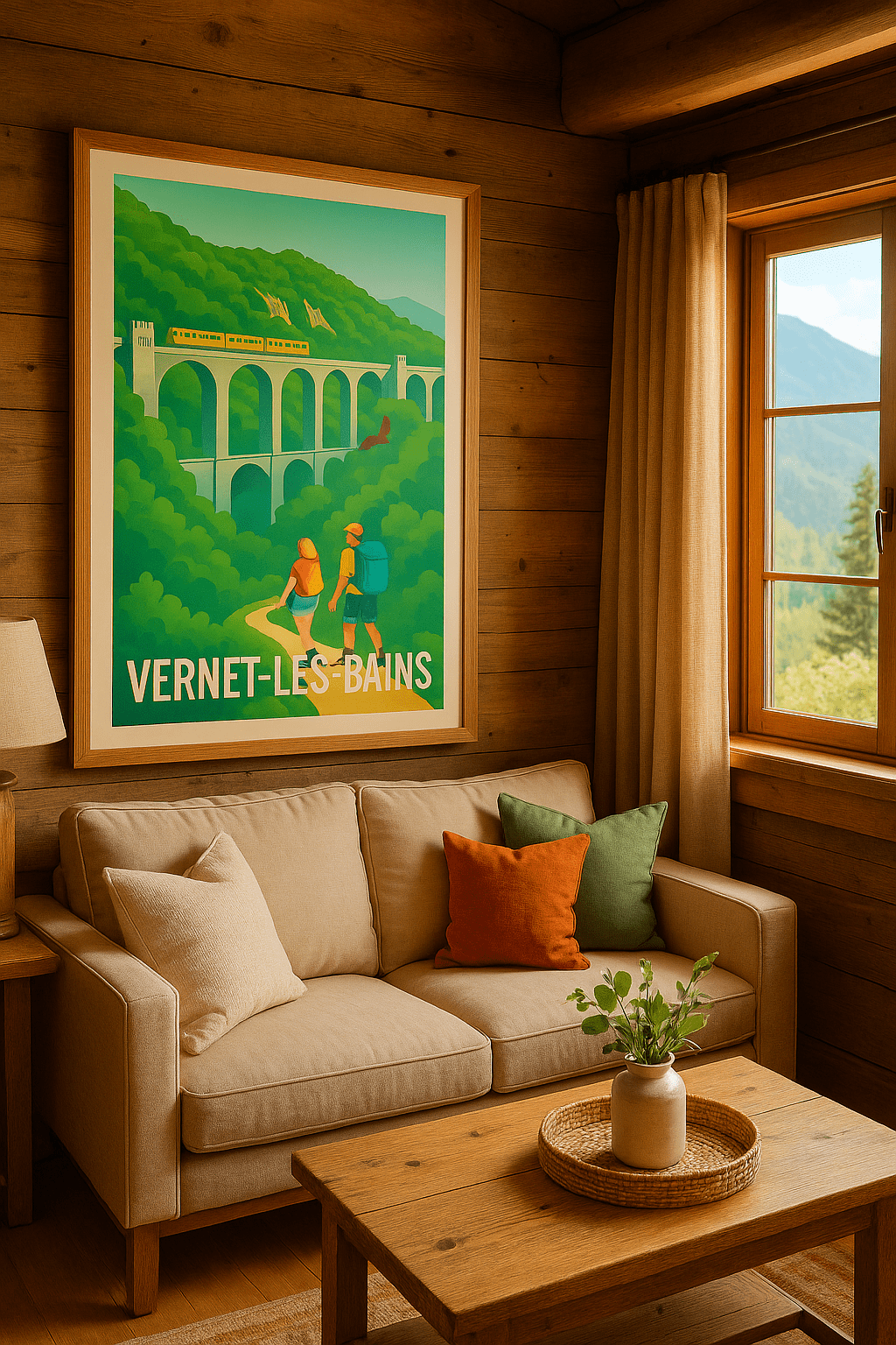 Pyrénées-Orientales France Affiche de Vernet-les-Bains - Évasion nature et patrimoine ferroviaire