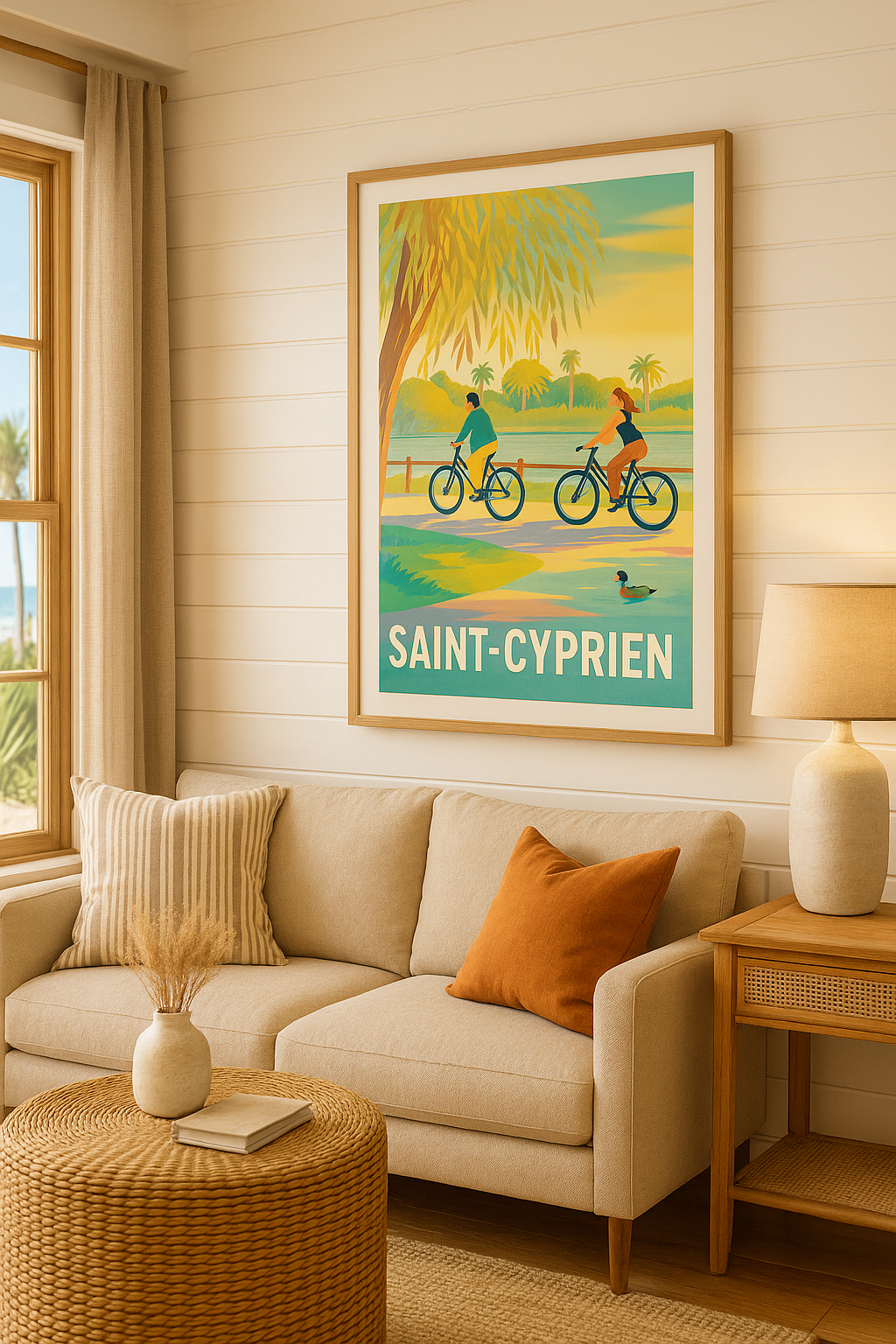 Affiche Saint-Cyprien — Douceur et balade au fil de l'eau · poster d'art de Saint-Cyprien