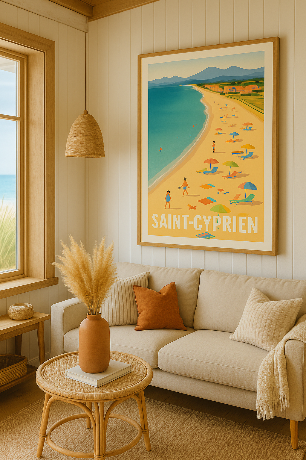 Affiche Saint-Cyprien — Évasion ensoleillée au bord de la mer · poster d'art de Saint-Cyprien