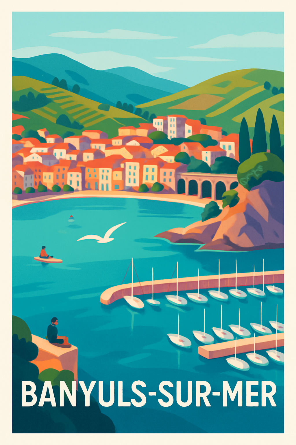 Pyrénées-Orientales France Pas de Cadre / 20 × 30cm Affiche de Banyuls-sur-Mer - Évasion en Méditerranée