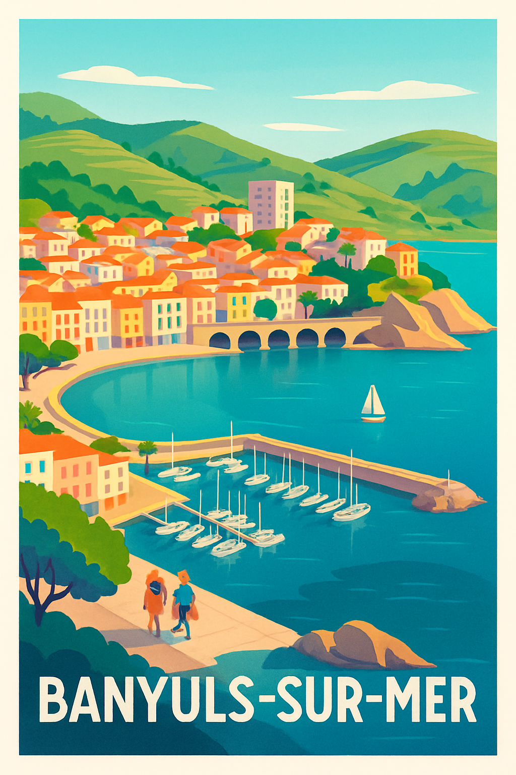 Pyrénées-Orientales France Pas de Cadre / 20 × 30cm Affiche de Banyuls-sur-Mer - Évasion méditerranéenne authentique