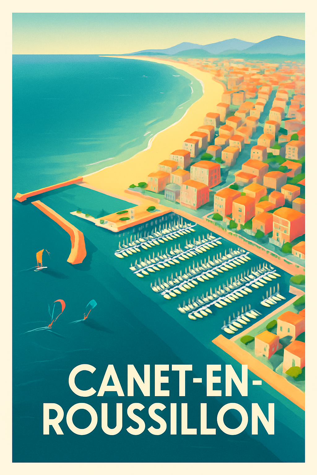 Affiche Canet-en-Roussillon — Charme côtier et éclat méditerranéen · poster d'art de Canet-en-Roussillon